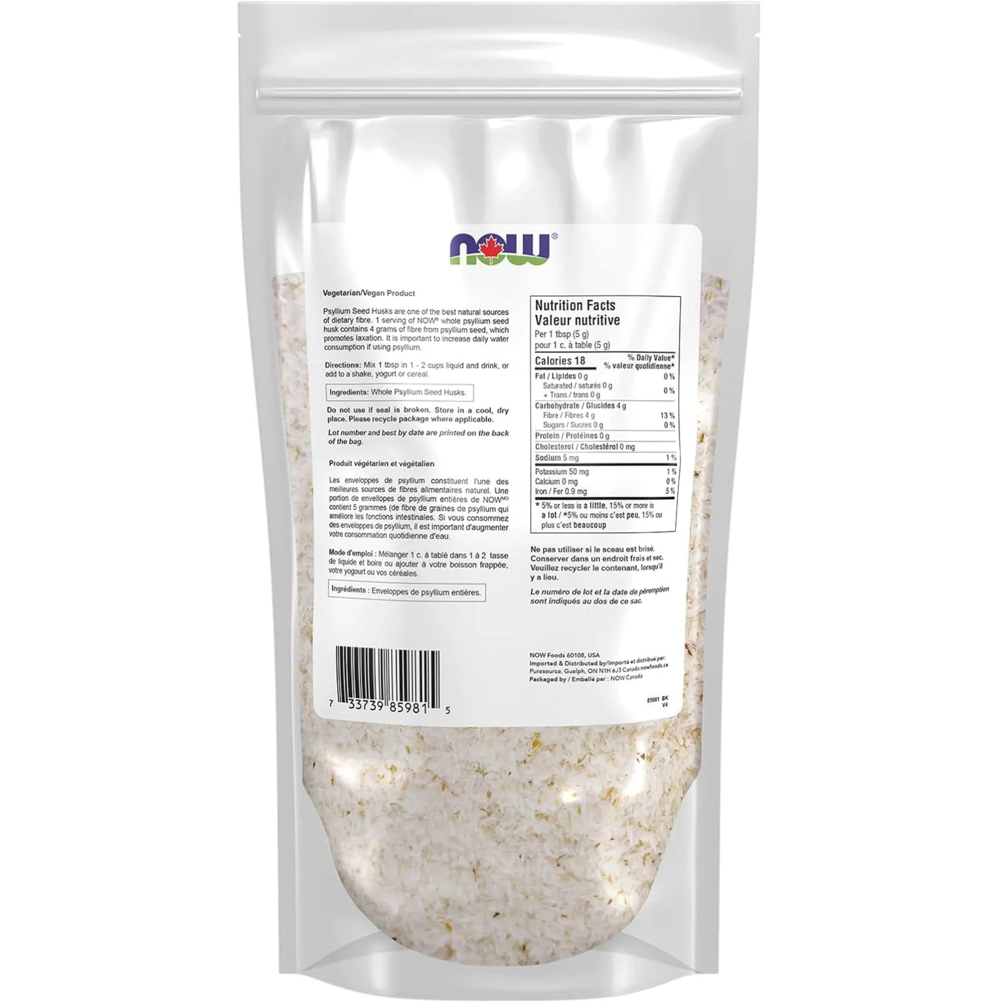 NOW Whole Psyllium Husks Powder, High in Soluble Fibre, Helps Maintain Healthy Gastrointestinal Function, 454g - Image 2