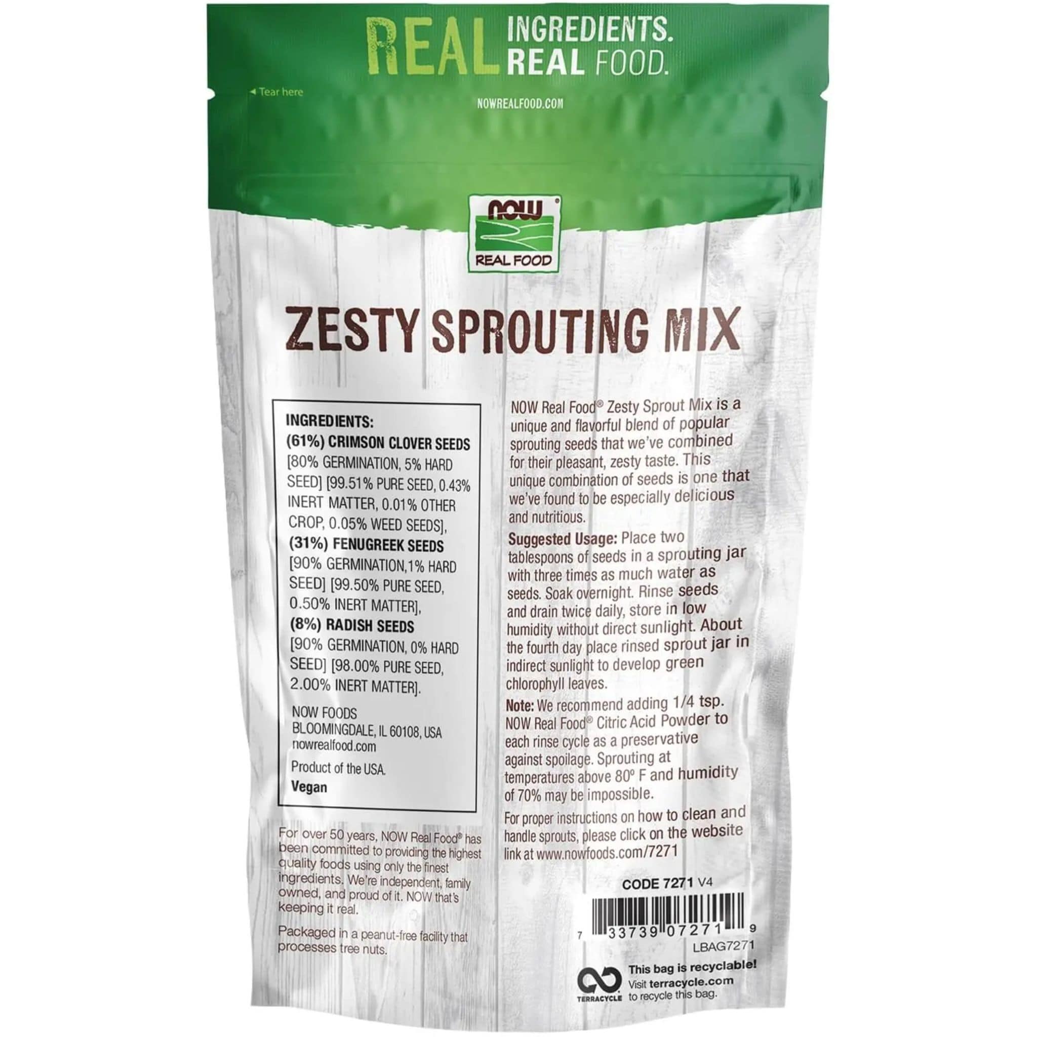 NOW Zesty Sproutable Seed Mix, 454g - Image 2