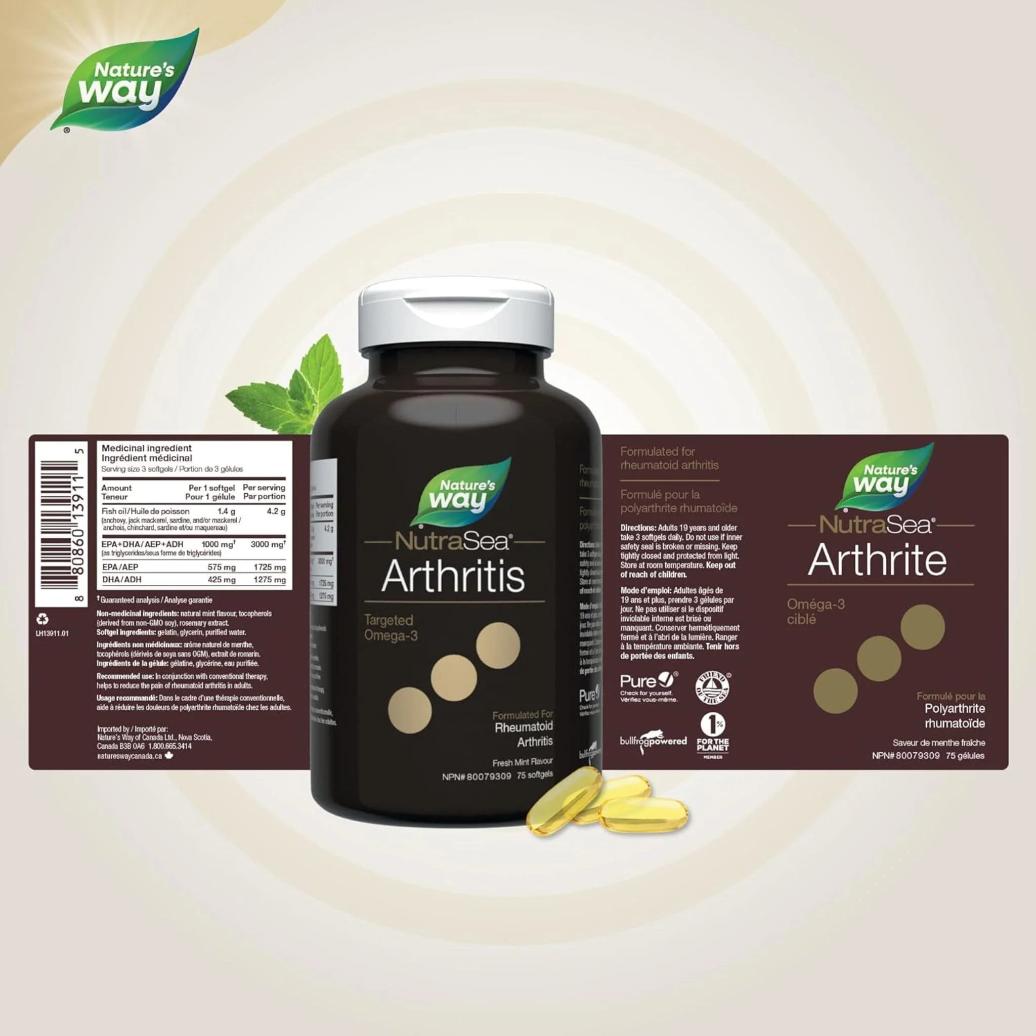 NutraSea Arthritis Targeted Omega-3, Fresh Mint Softgels - Image 2