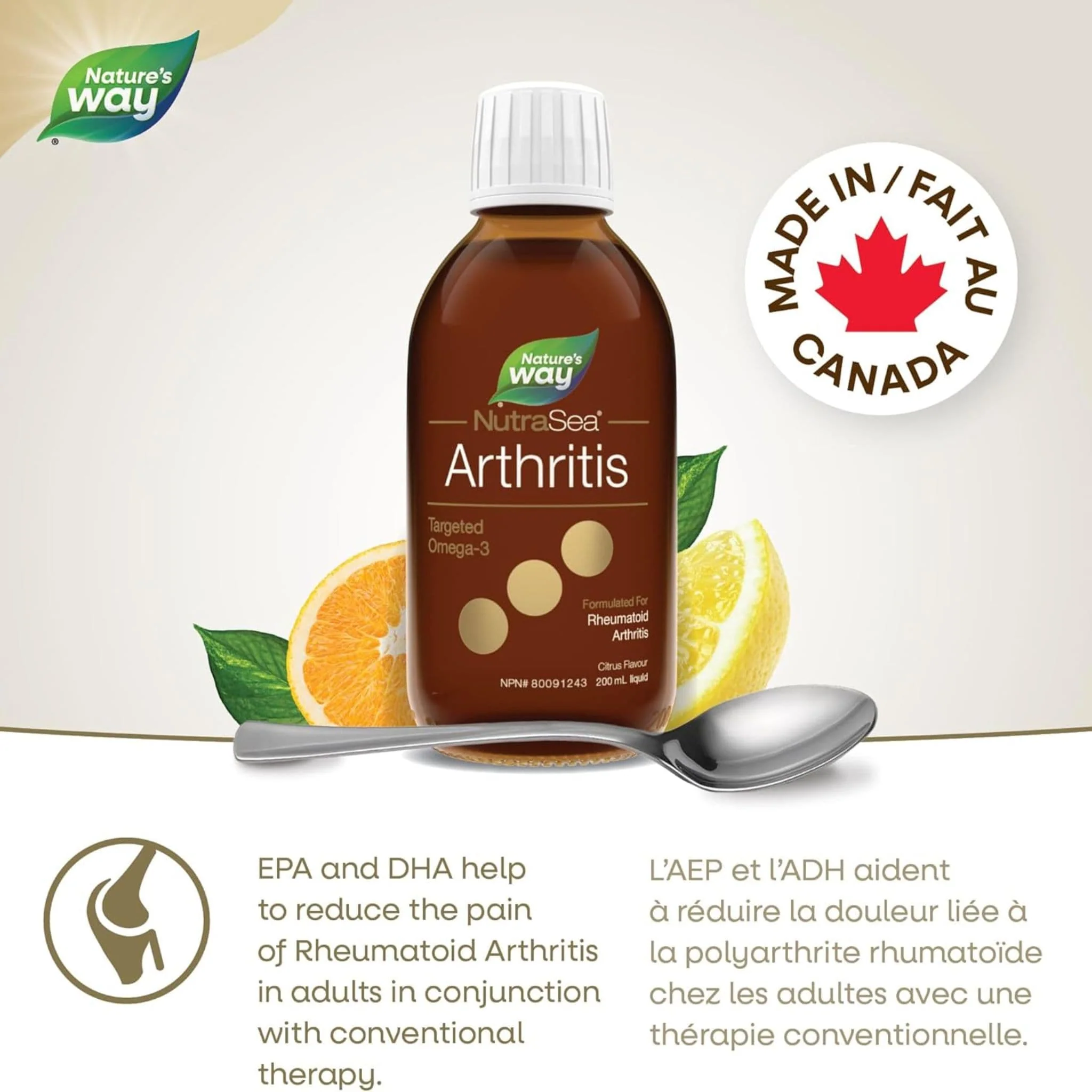 NutraSea Arthritis Targeted Omega-3 Liquid (Citrus Flavour), 200ml - Image 4