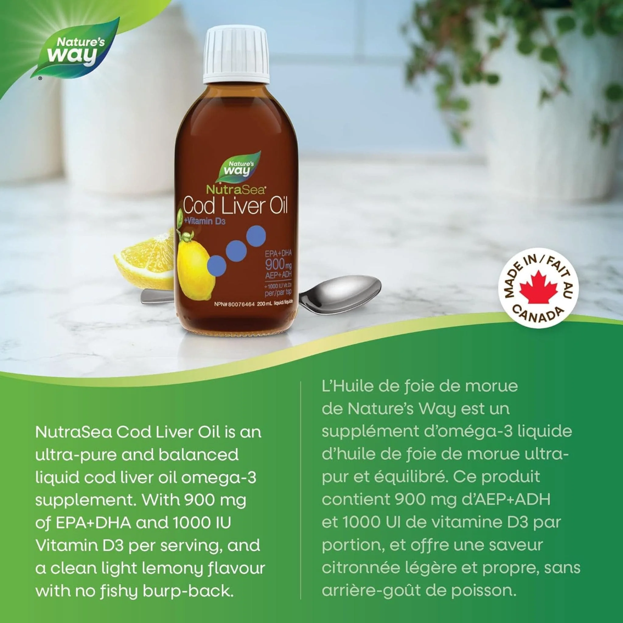 NutraSea+D Cod Liver Oil with Vitamin D, 200ml - Image 3