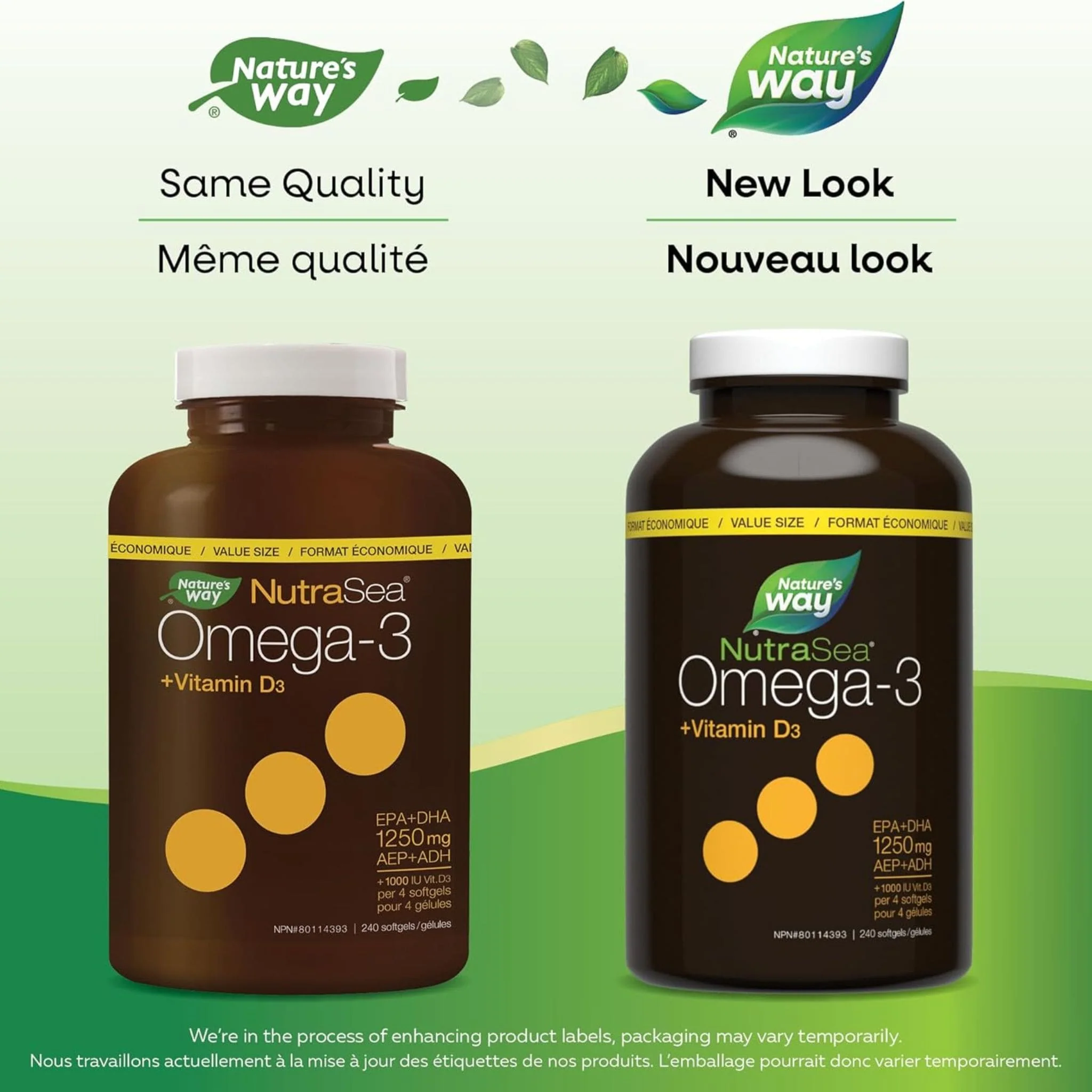 NutraSea+D Omega-3 Plus Vitamin D3, High Potency, No Fishy Aftertaste, 240 Softgels - Image 6