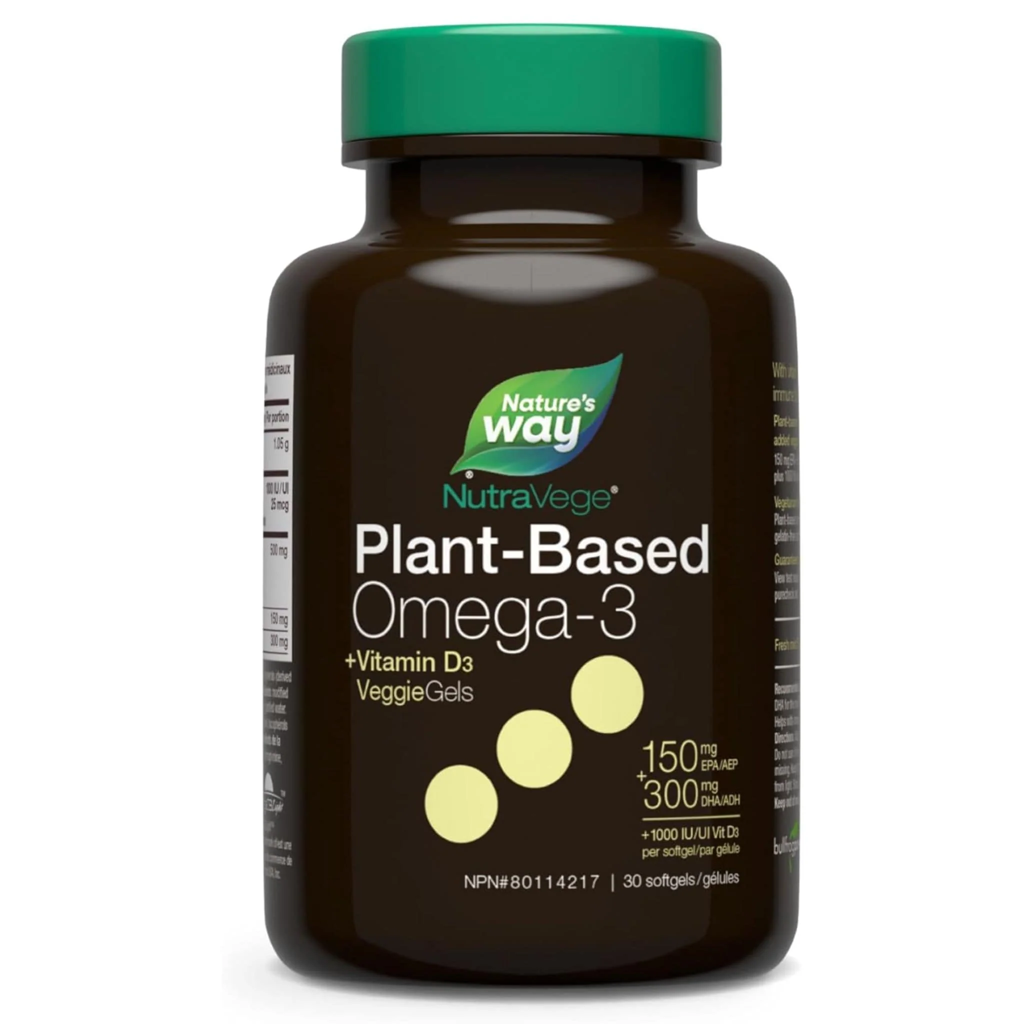 NutraSea NutraVege Omega-3 +D, 30 Softgels