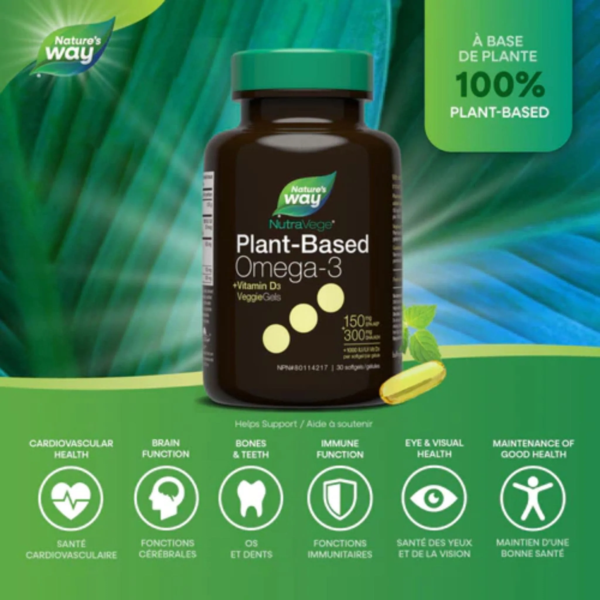 NutraSea NutraVege Omega-3 +D, 30 Softgels - Image 4
