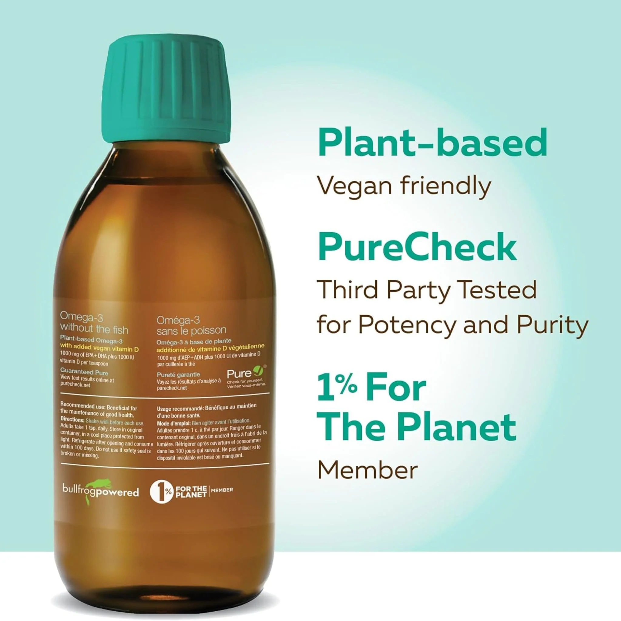 NutraSea NutraVege  Omega-3 +D (Plant Based) Extra Strength Liquid, 200ml - Image 3