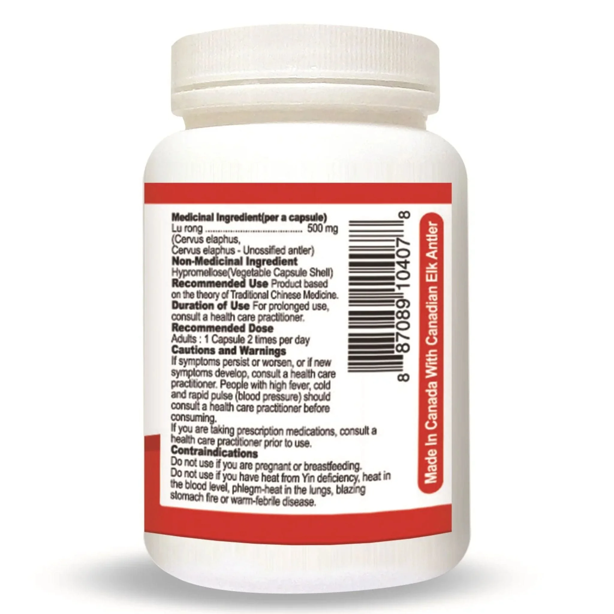 Nutridom Elk Antler Velvet 500mg, Canadian, Freeze-Dried, 30 Vegetable Capsules - Image 2