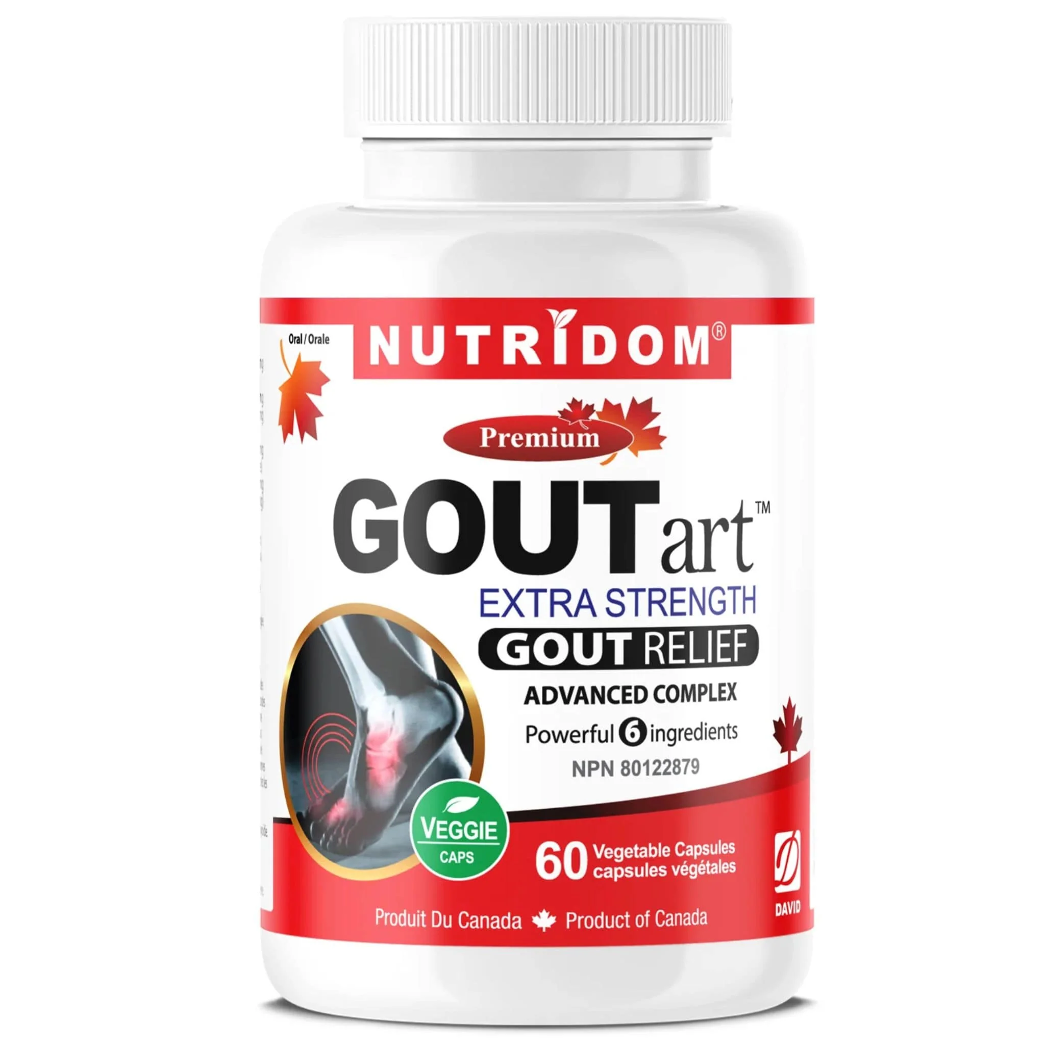 Nutridom GOUTart, Featuring Tart Cherry, Curcumin, Celery Seed, Devil's Claw, Vitamin C and Bromelain, Gout Relief and Anti-Inflammatory Support, 60 Vegetable Capsules