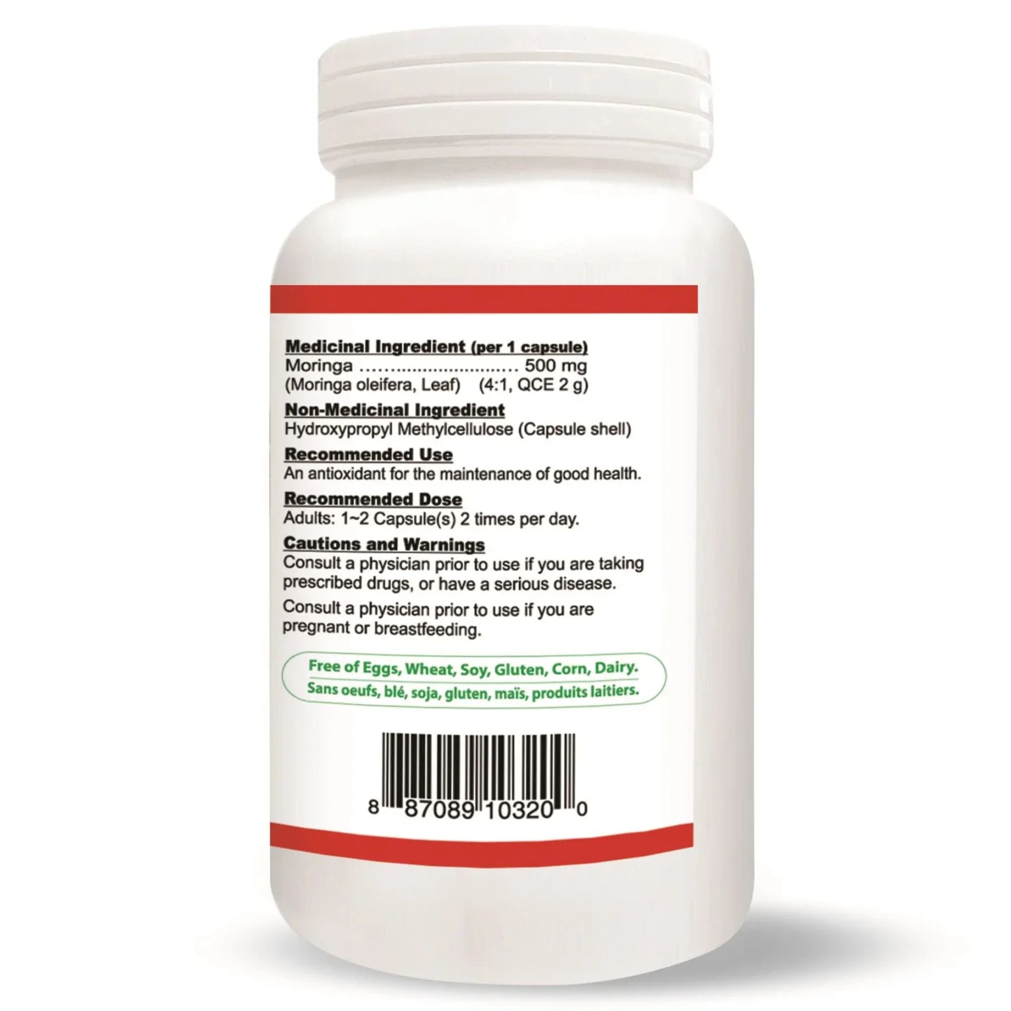 Nutridom Moringa Leaf Extract 500mg 4X Concentrated, 120 Vegetable Capsules - Image 2