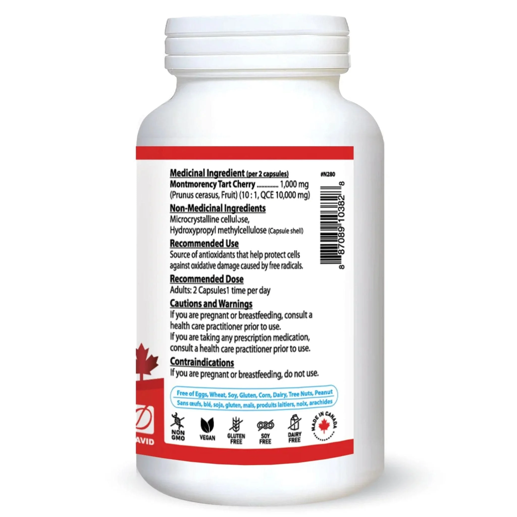 Nutridom Tart Cherry 500mg, 10X Concentrated Montmorency Tart Cherry Extract, 120 Vegetable Capsules - Image 2