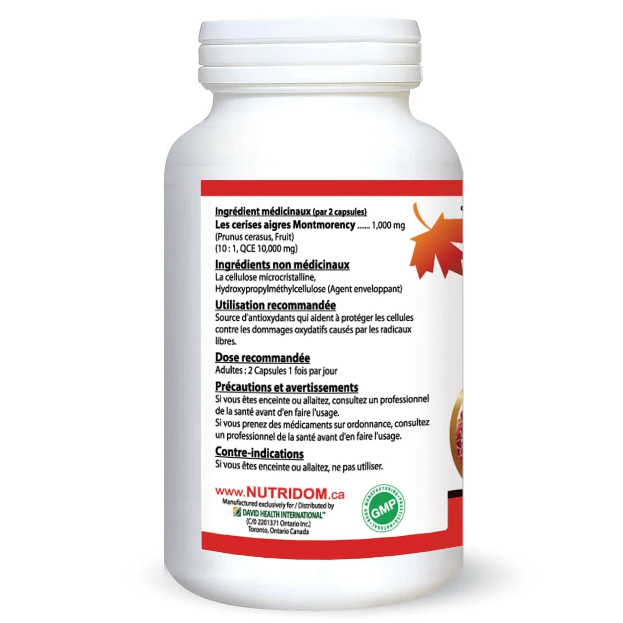 Nutridom Tart Cherry 500mg, 10X Concentrated Montmorency Tart Cherry Extract, 120 Vegetable Capsules - Image 3