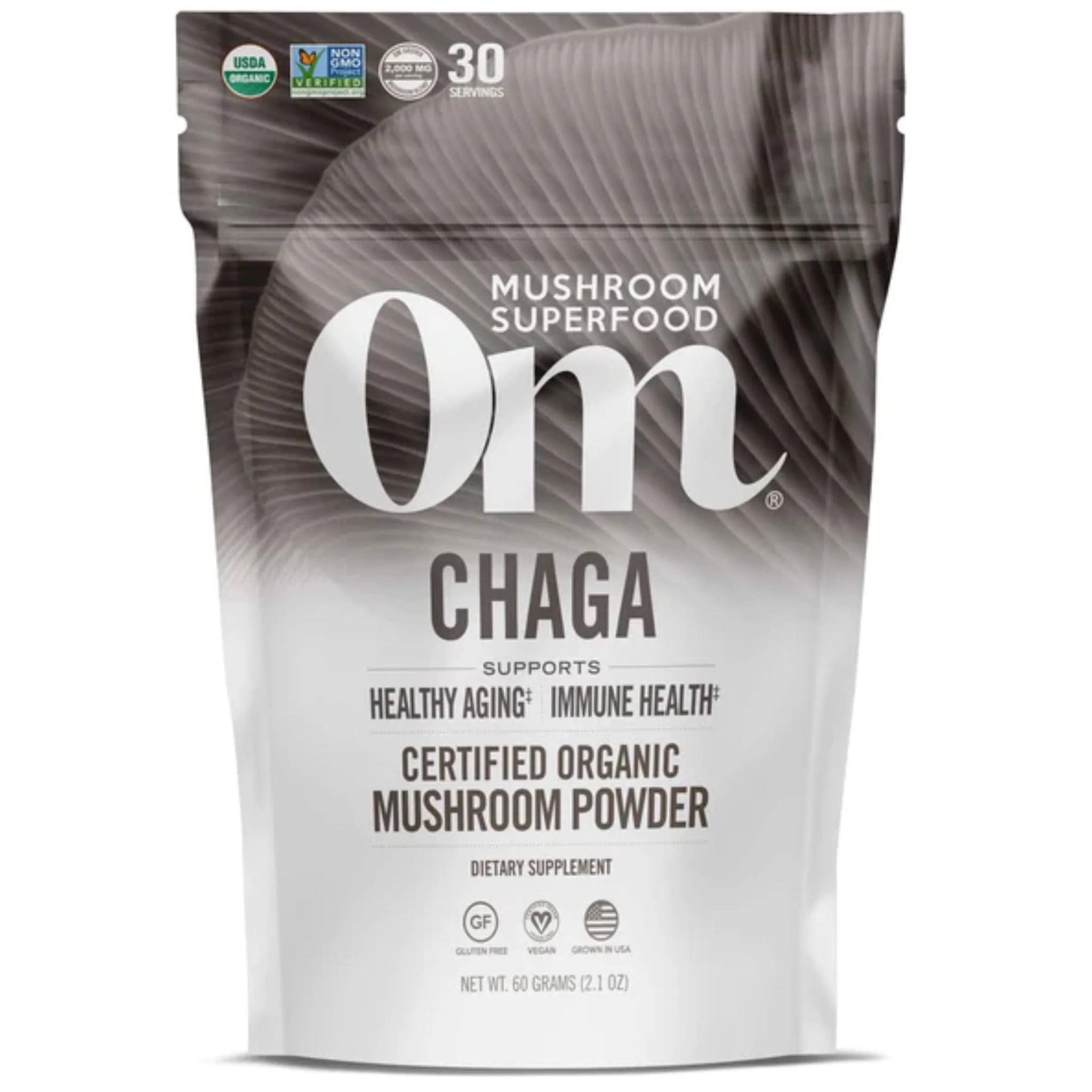 OM Mushroom Organic Chaga Mushroom Powder, 60g