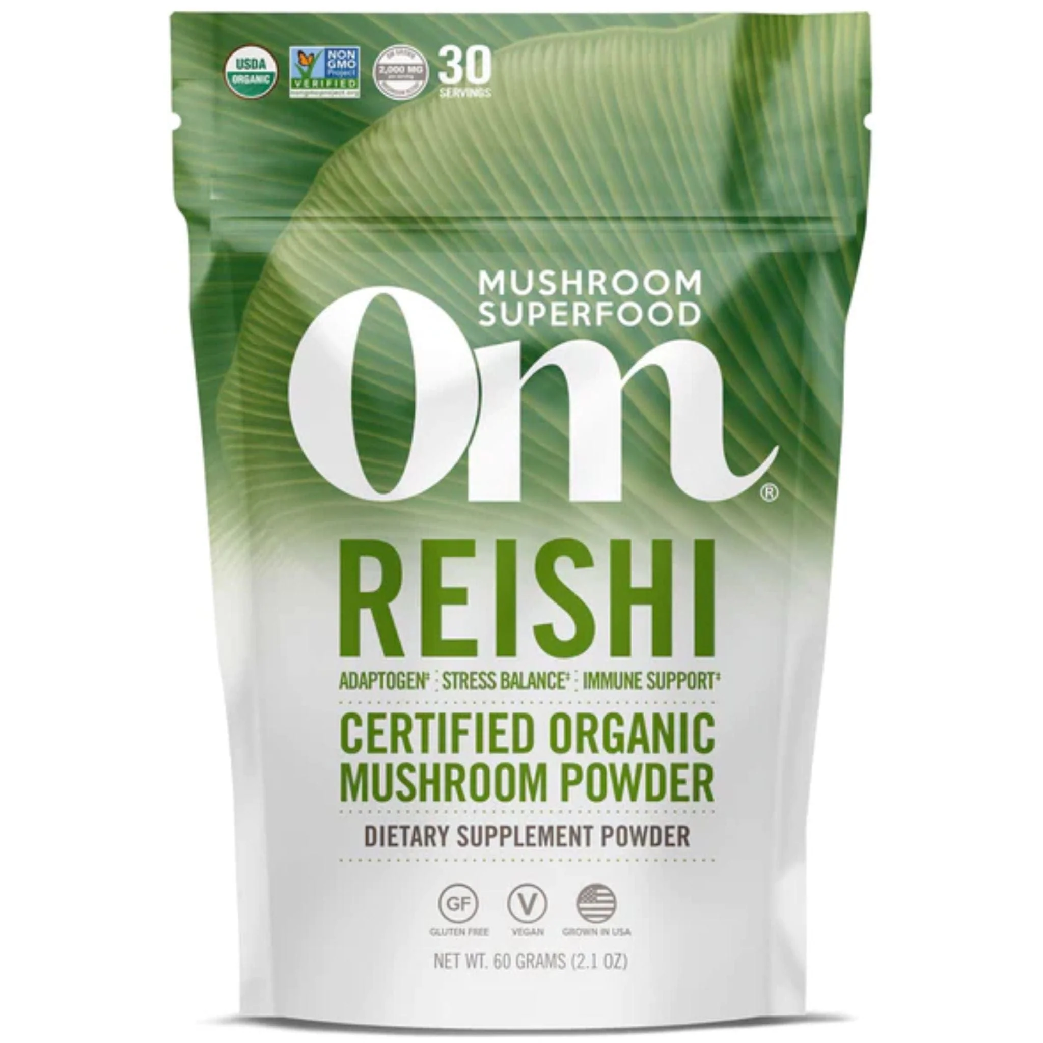 OM Mushroom Organic Reishi Mushroom Powder, 60g