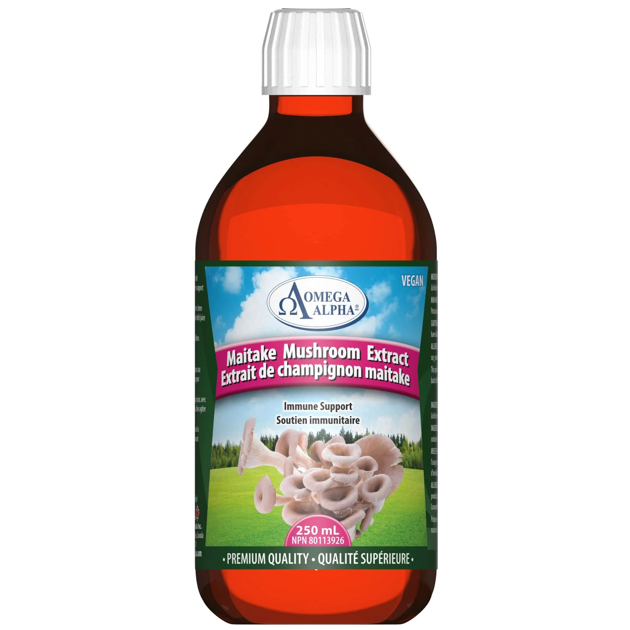 Omega Alpha Maitake Mushroom Liquid Extract 1000mg, Fast Absorbing, No Alcohol or Sweeteners, Supports Immune, 250ml