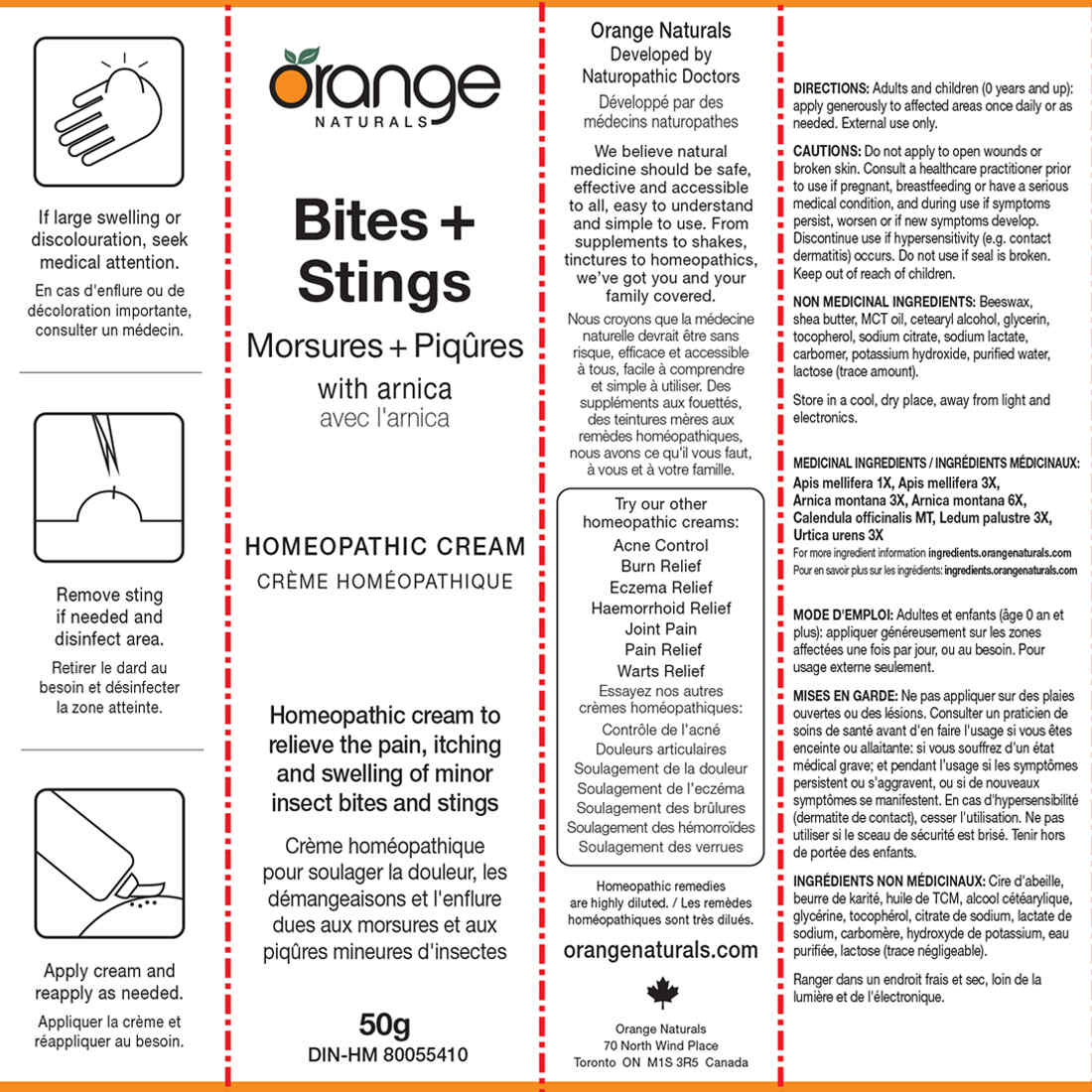 Orange Naturals Bites+Stings Homeopathic Cream, 50g - Image 2