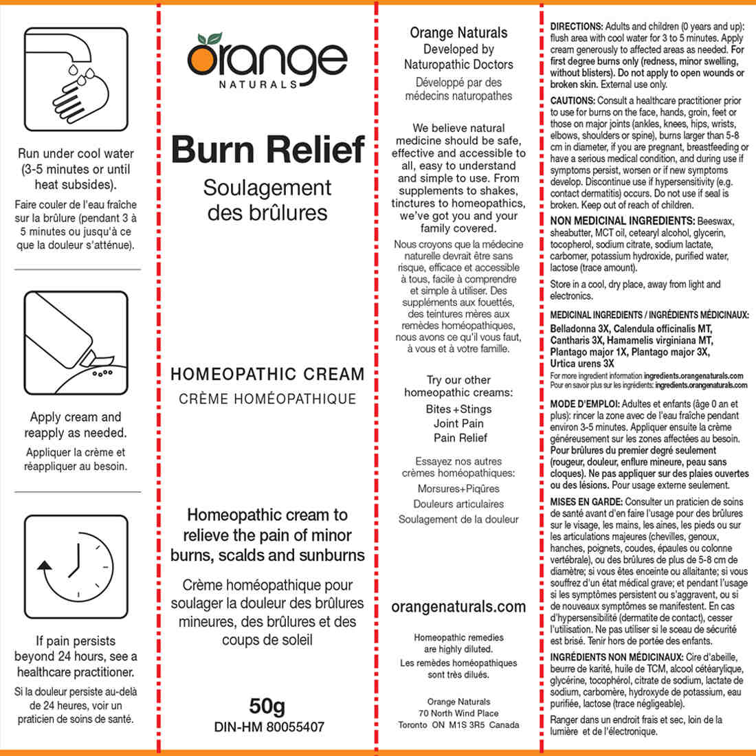 Orange Naturals Burn Relief Homeopathic Cream, 50g - Image 2