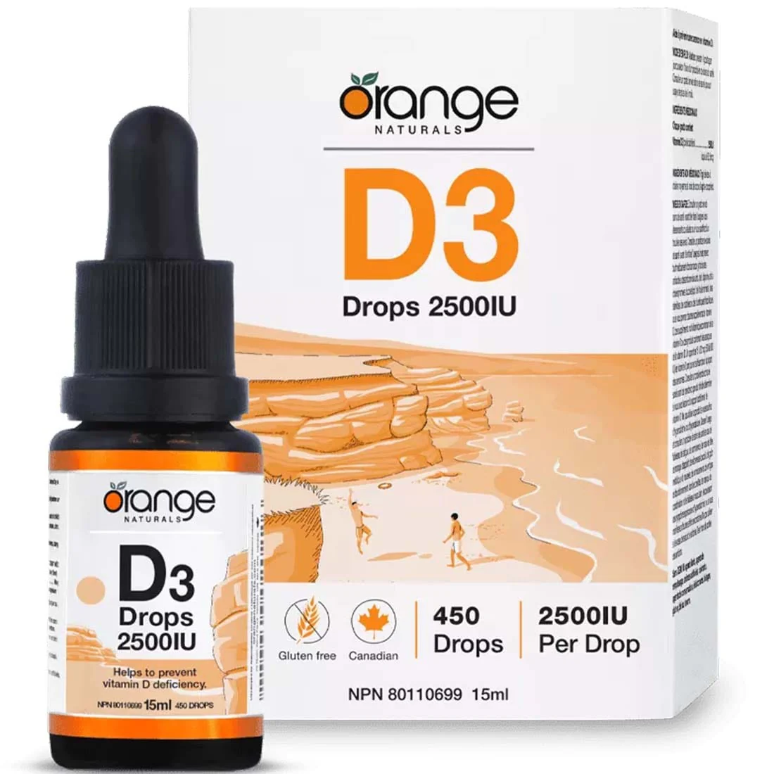 Orange Naturals D3 Drops 2500IU, 15ml