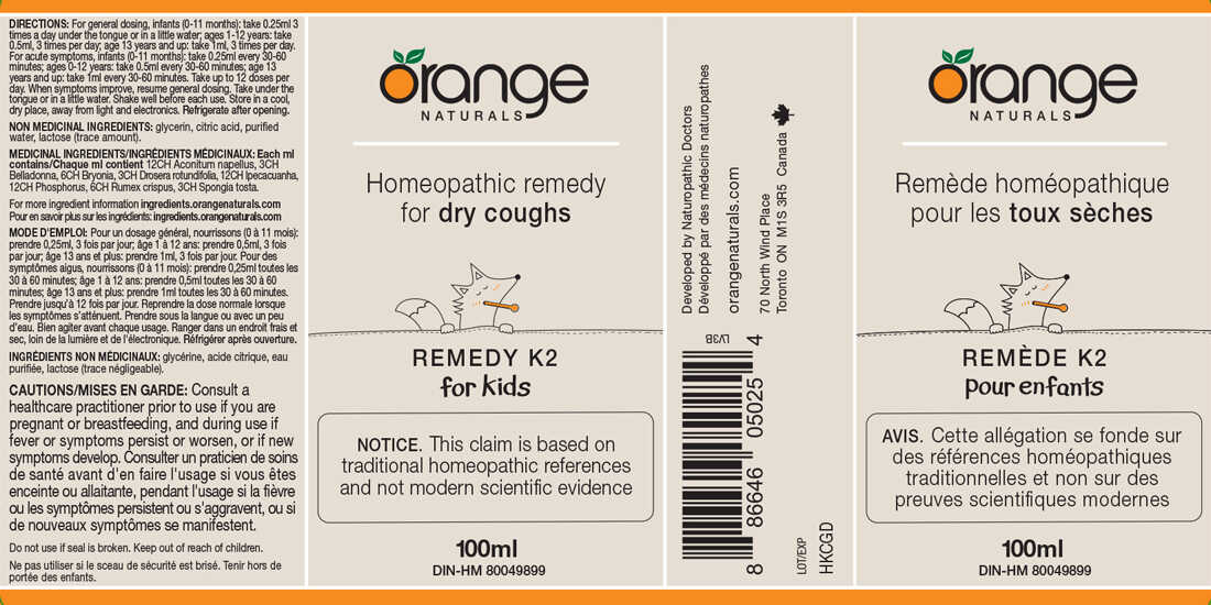 Orange Naturals Remedy K2 for Kids (formerly Dry Cough kids), 100ml - Image 2