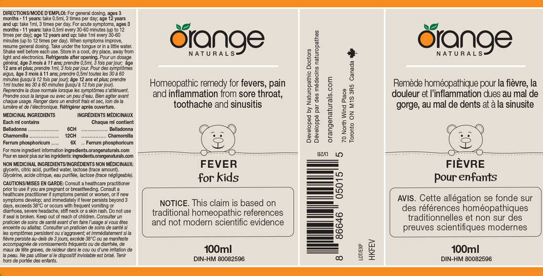 Orange Naturals Fever (for kids) Homeopathic Remedy, 100ml - Image 2