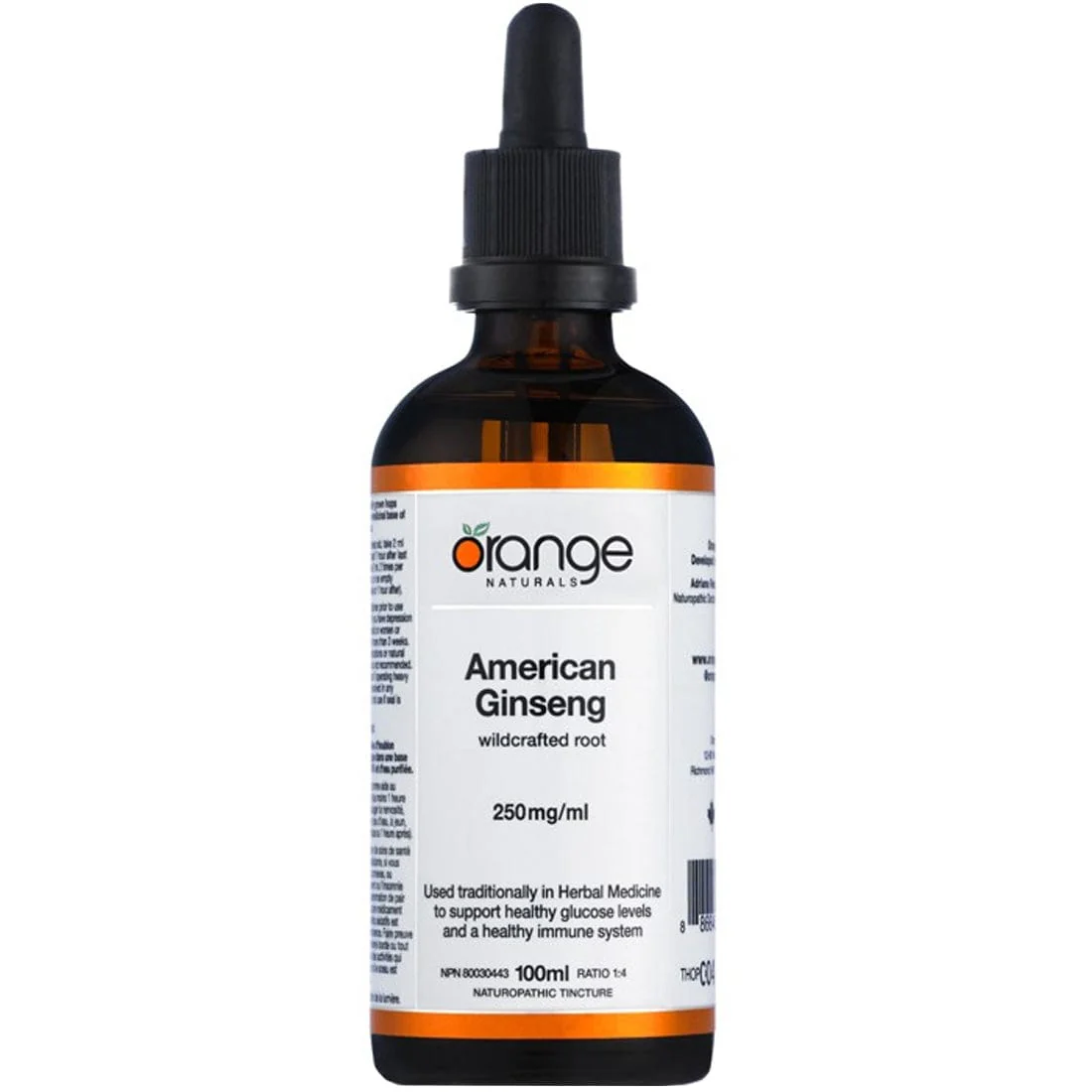 Orange Naturals Ginseng 250mg (American Panax), 100ml Tincture - Image 2