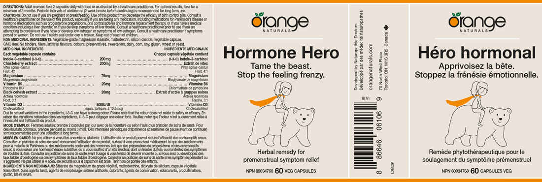 Orange Naturals Hormone Hero (Herbal Premenstrual and Menstrual Support), 60 Capsules - Image 2