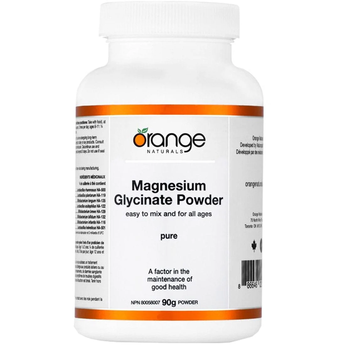 Orange Naturals Magnesium Glycinate Powder 200mg, 90g - Image 2