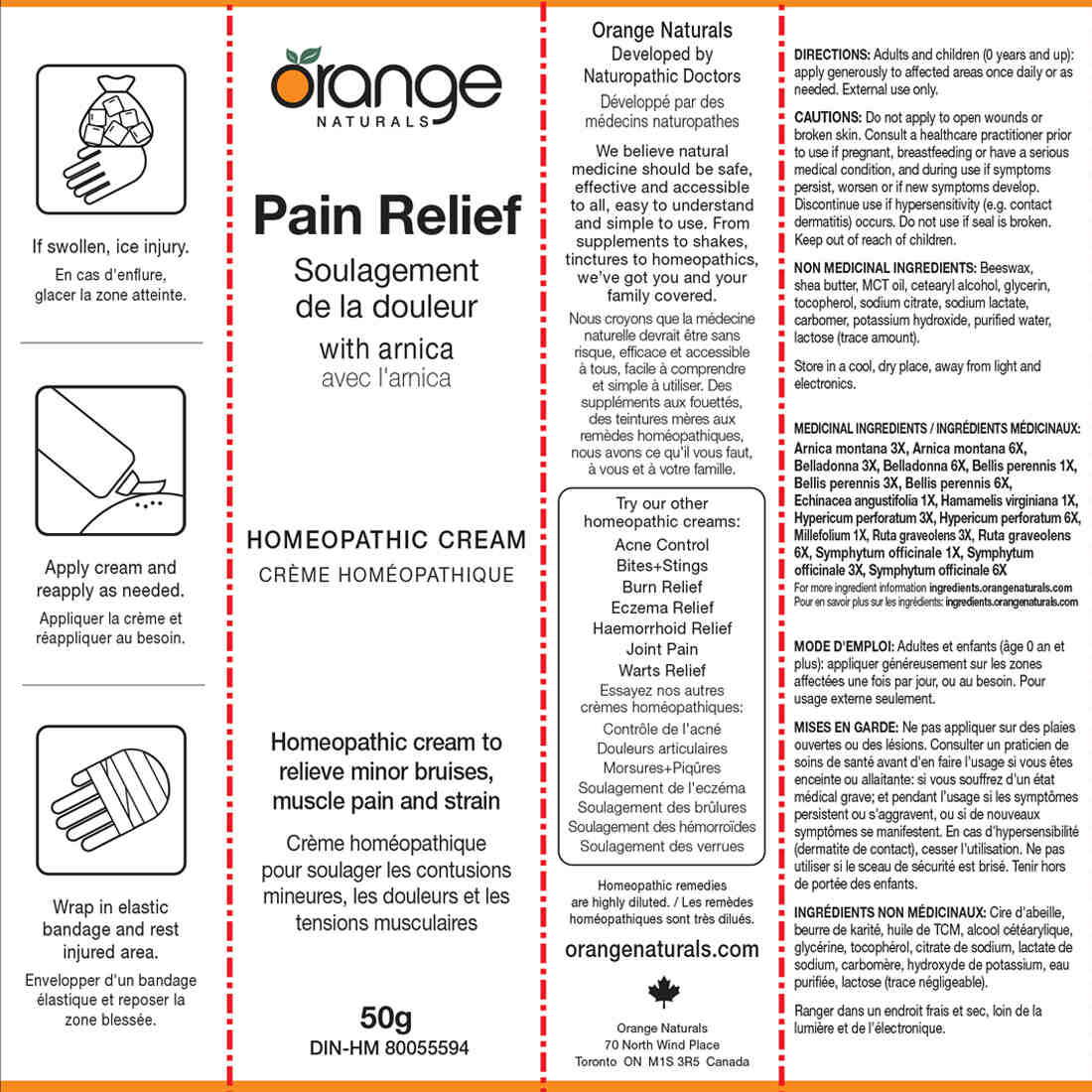 Orange Naturals Pain Relief Homeopathic Cream, 50g - Image 2