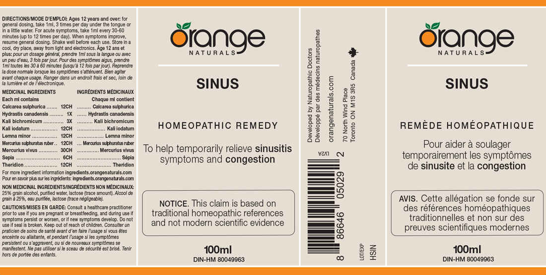 Orange Naturals Sinus Homeopathic Remedy, 100ml - Image 2