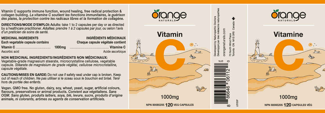 Orange Naturals Vitamin C 1000mg, 120 Vegetable Capsules - Image 2