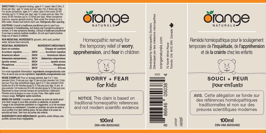 Orange Naturals Worry + Fear (for kids) Homeopathic Remedy, 100ml - Image 2