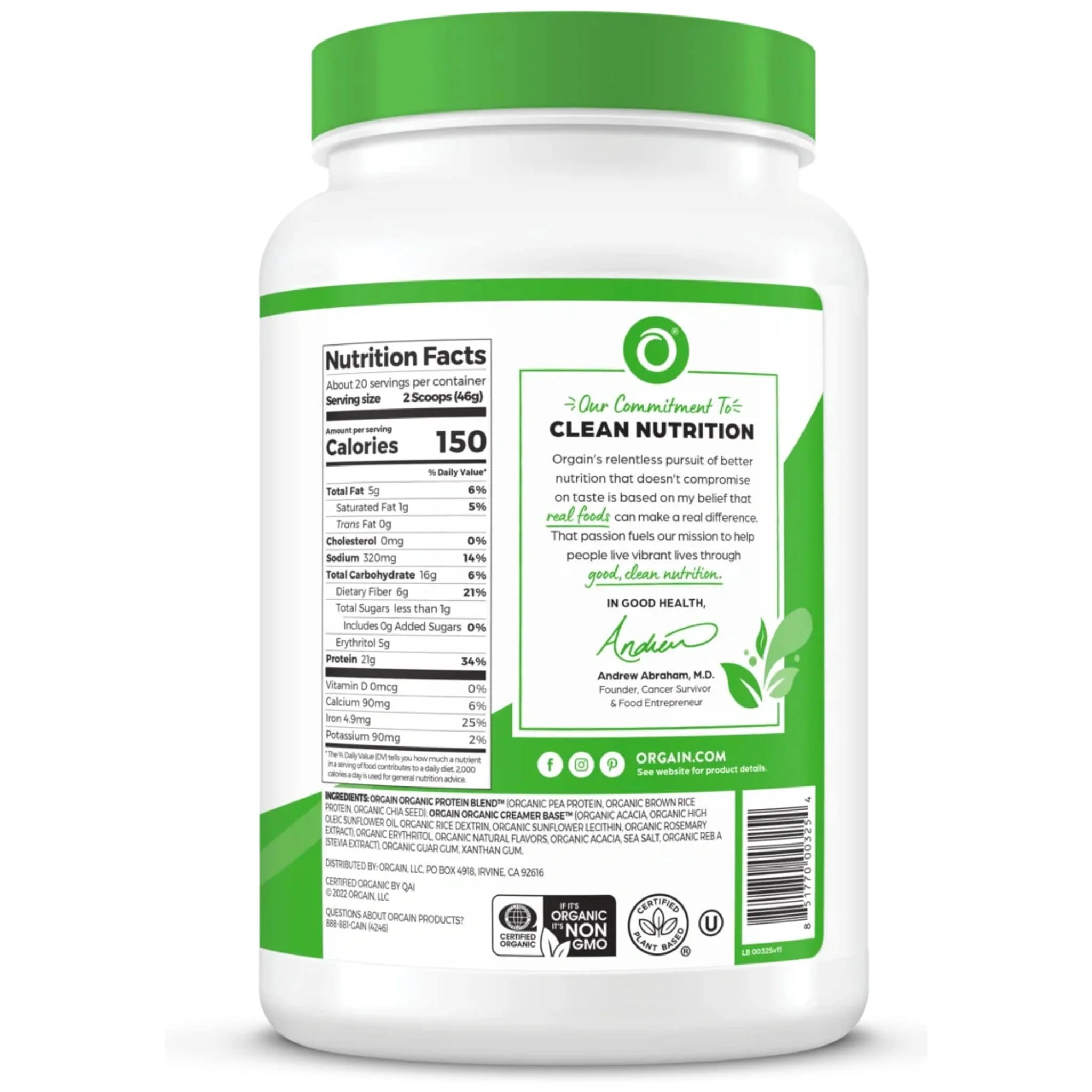 Orgain Organic Protein Powder, 21g of Plant Based Protein, 920g - Image 4