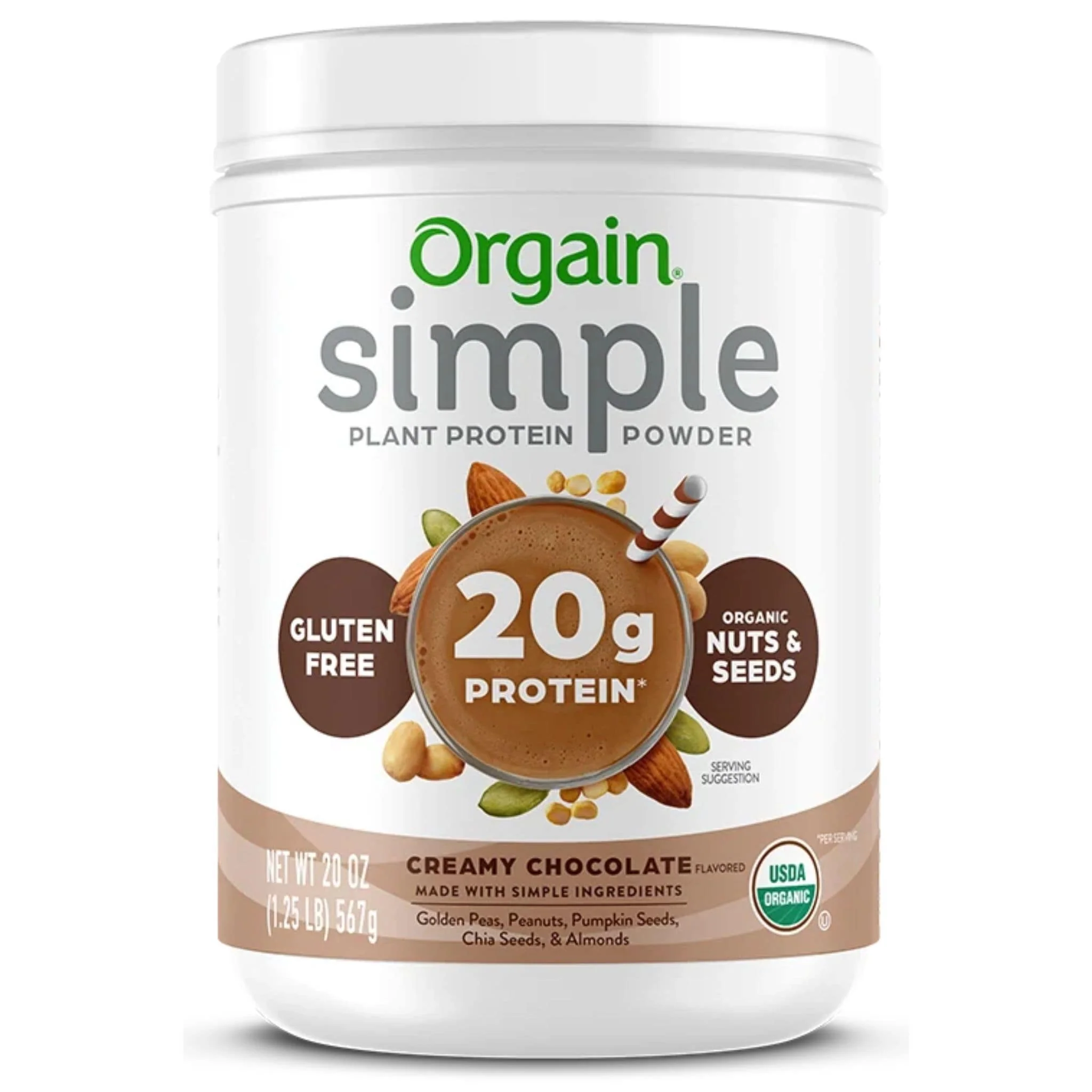 Orgain Simple Organic Protein Powder, 20g of Plant-Based Protein, 567g