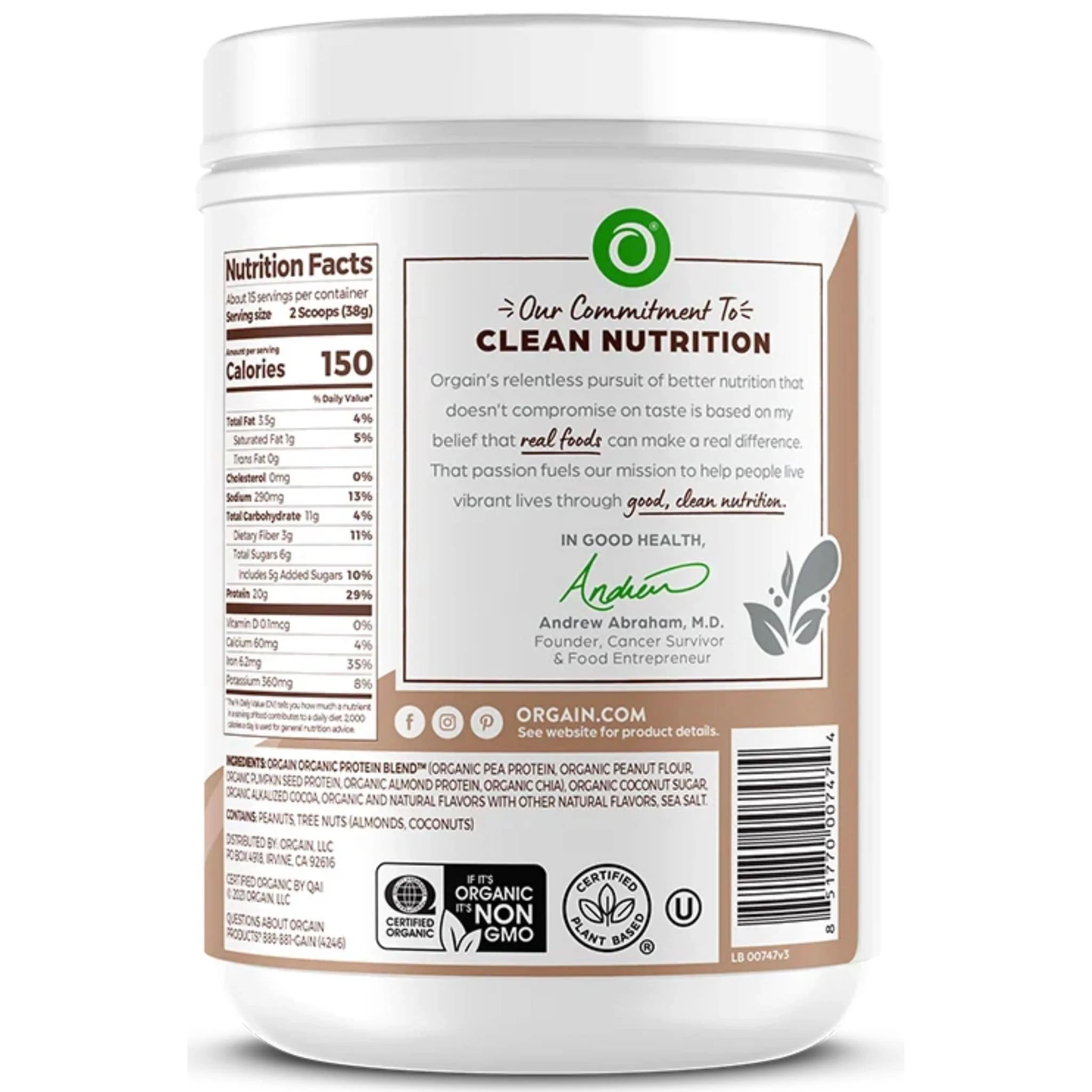 Orgain Simple Organic Protein Powder, 20g of Plant-Based Protein, 567g - Image 2