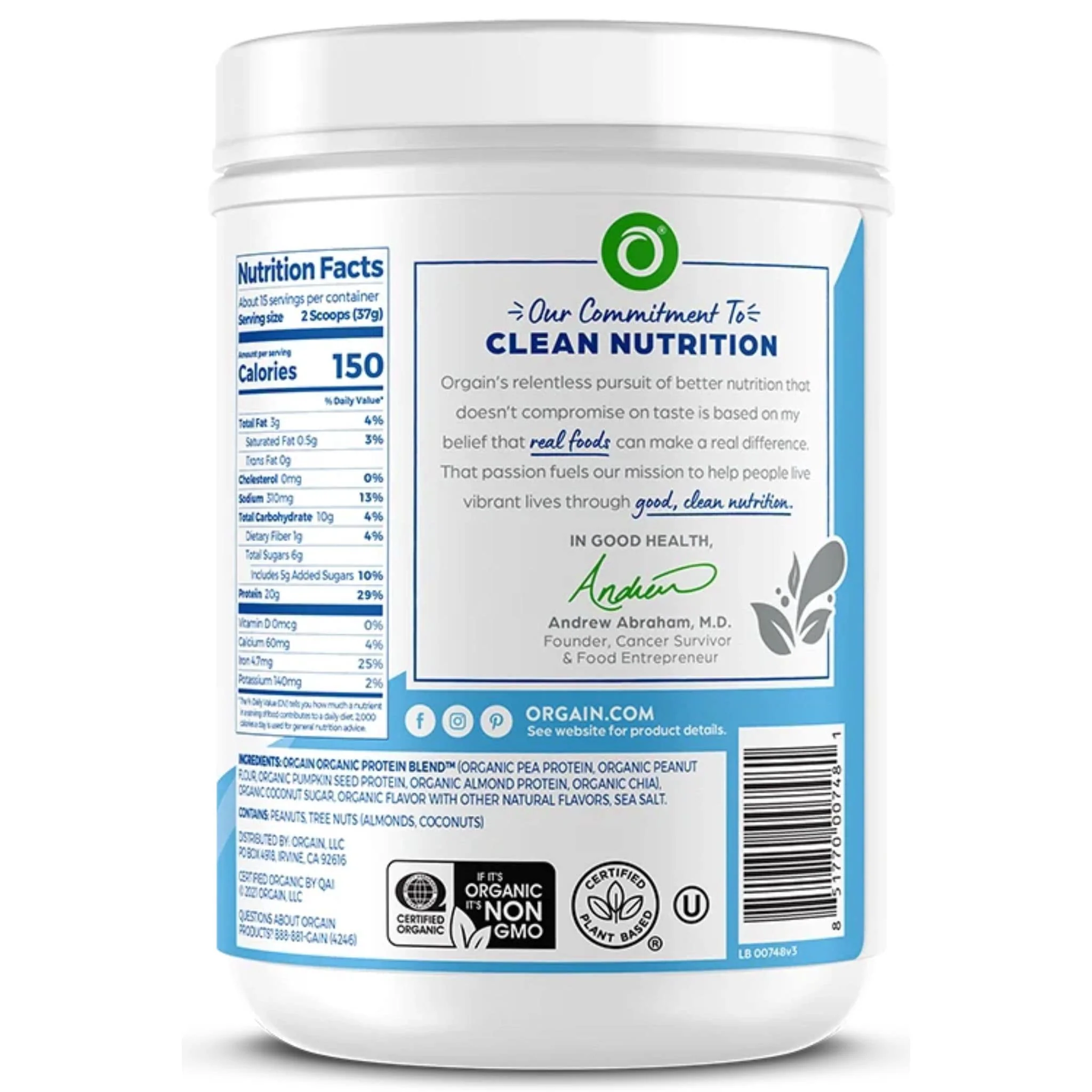 Orgain Simple Organic Protein Powder, 20g of Plant-Based Protein, 567g - Image 6