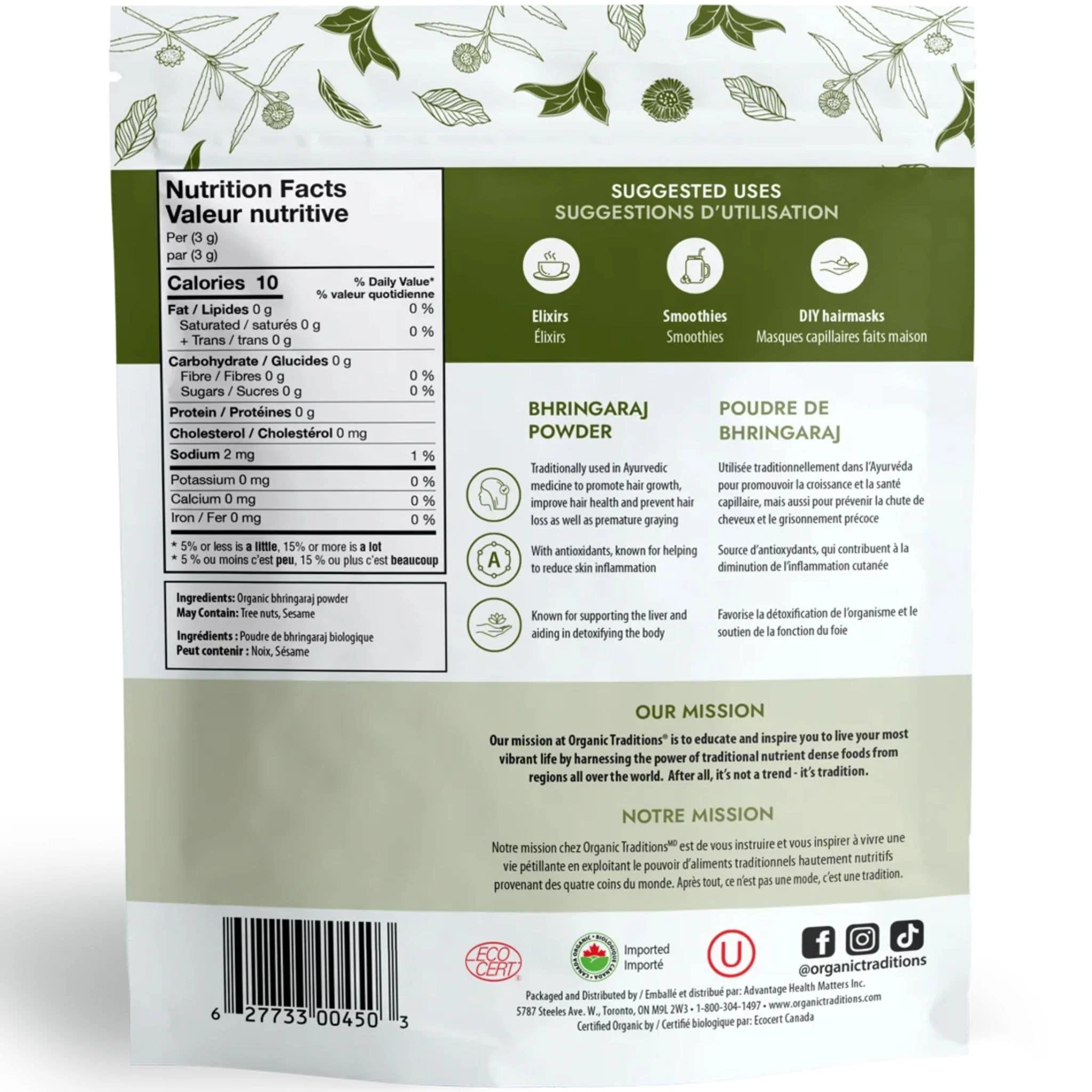 Organic Traditions Bhringaraj Powder, 200g - Image 2
