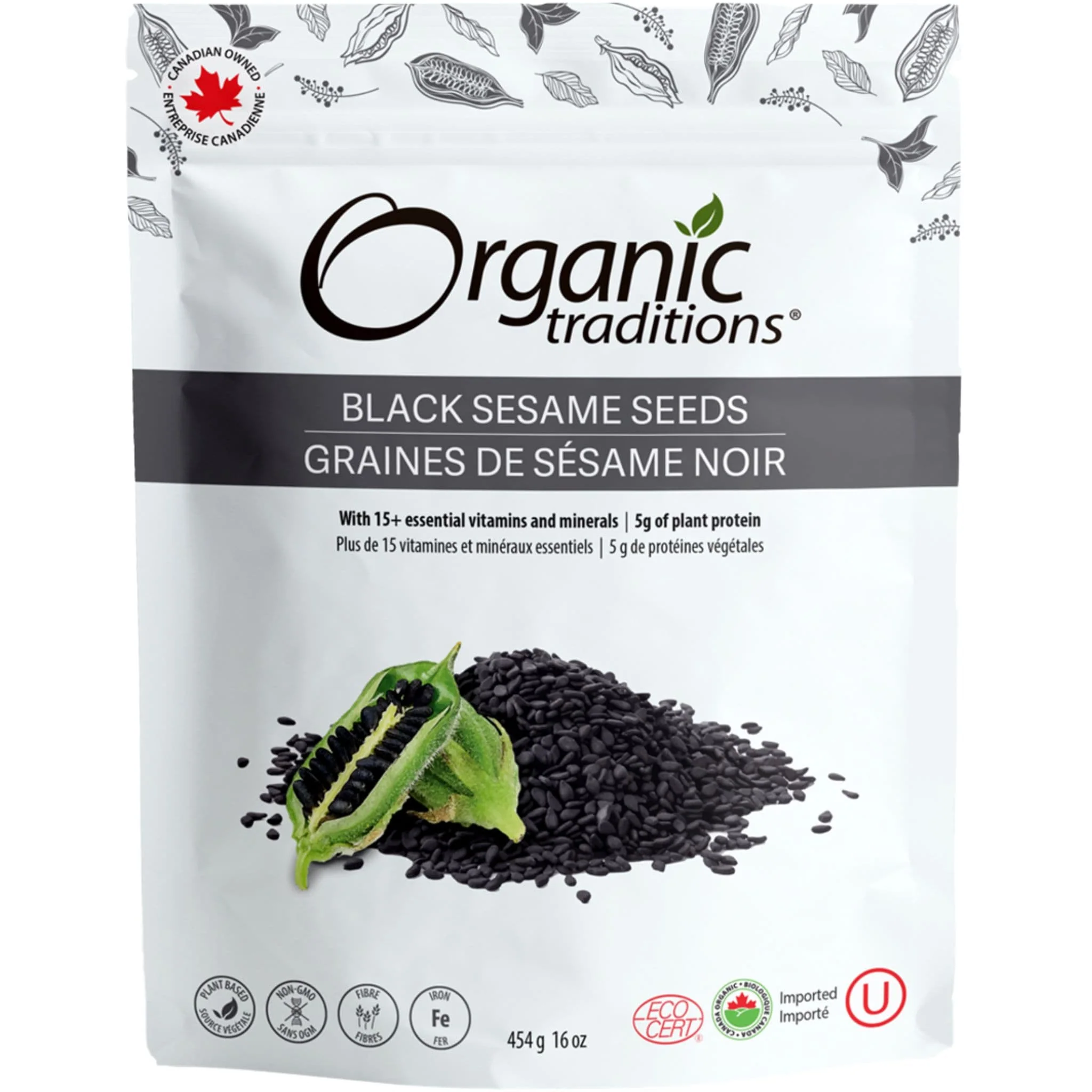 Organic Traditions Black Sesame Seeds, Organic, Rich in Vitamins, High in Fiber, High in Calcium for Strong Bones, 454g