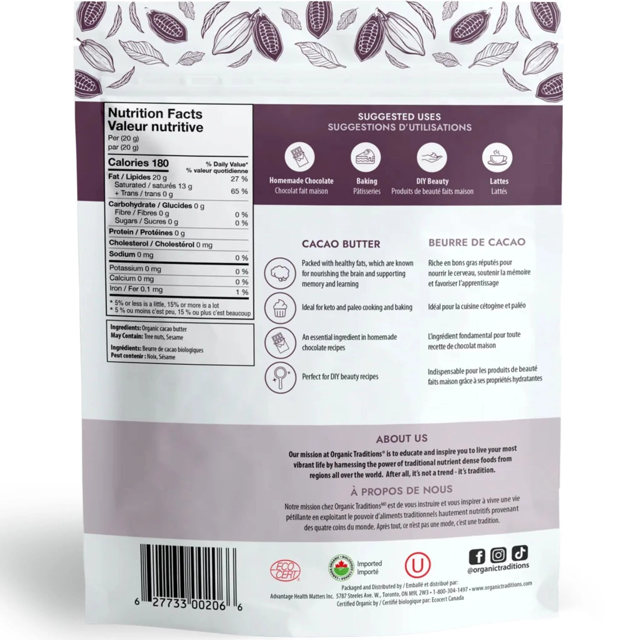 Organic Traditions Cacao Butter - Image 2