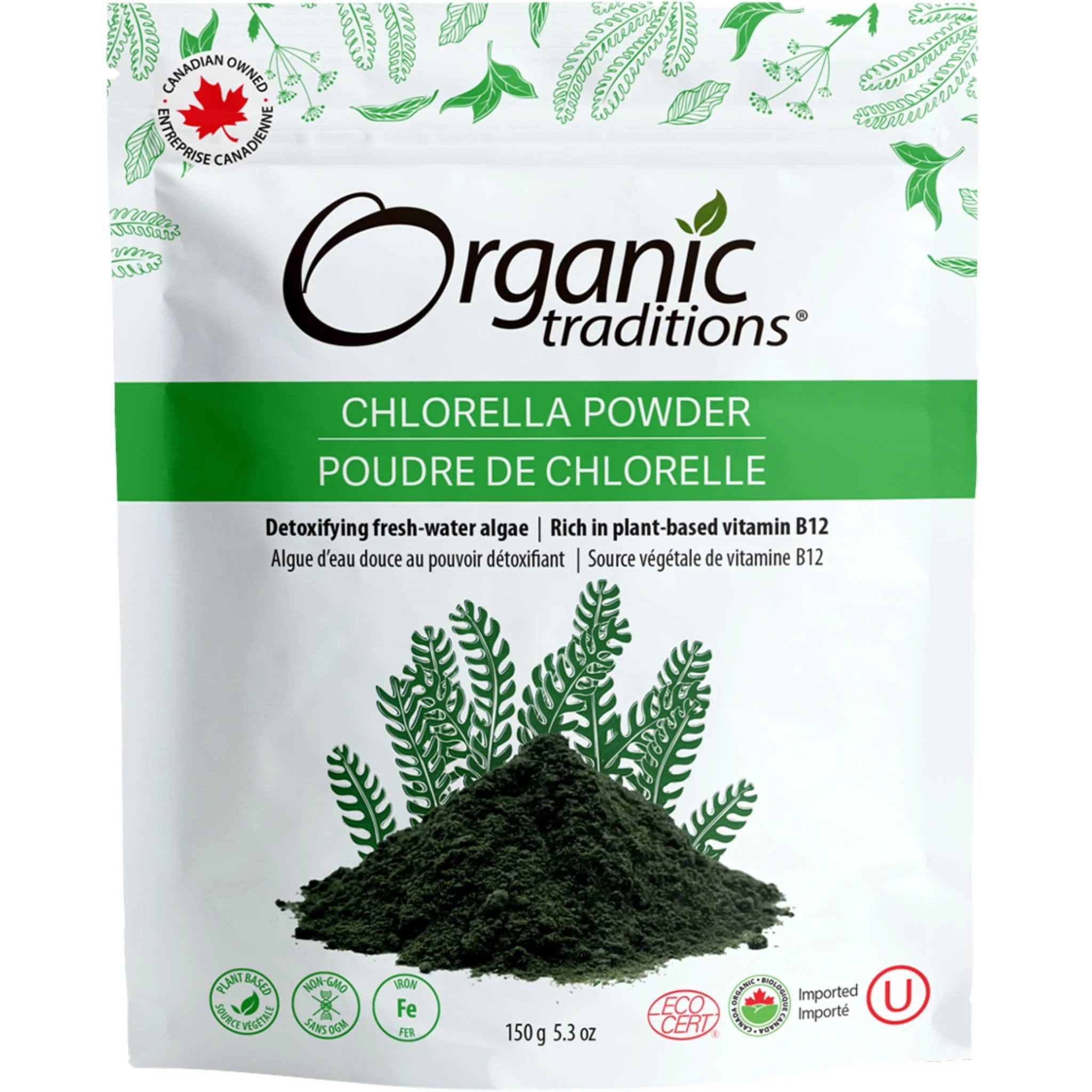 Organic Traditions Chlorella Powder (Broken Cell Wall), 150g