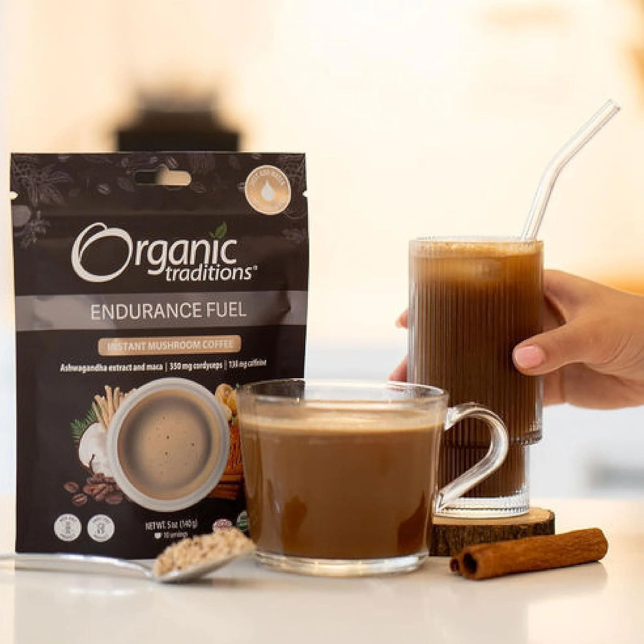 Organic Traditions Endurance Fuel, Instant Mushroom Coffee with Cordyceps, 140g - Image 5