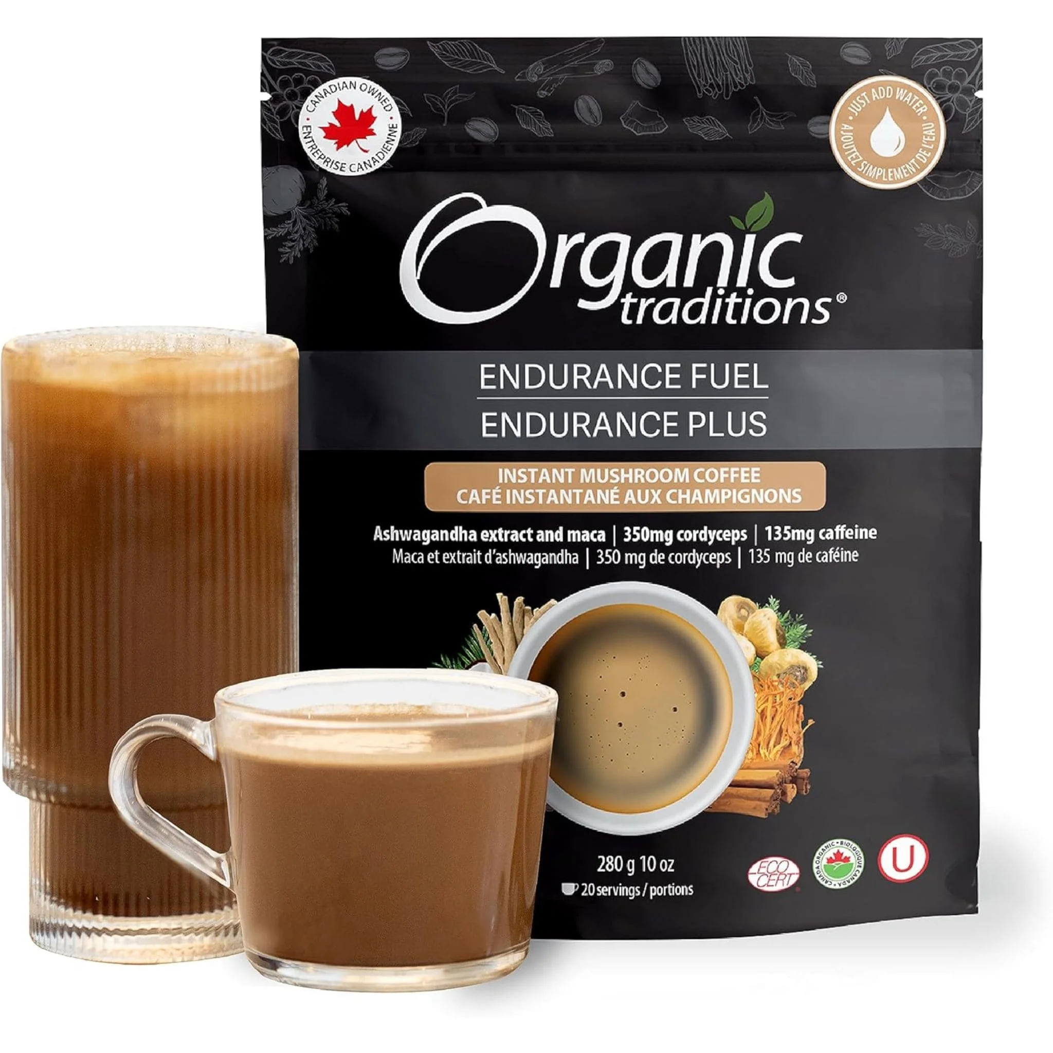 Organic Traditions Endurance Fuel, Instant Mushroom Coffee with Cordyceps, 140g - Image 6