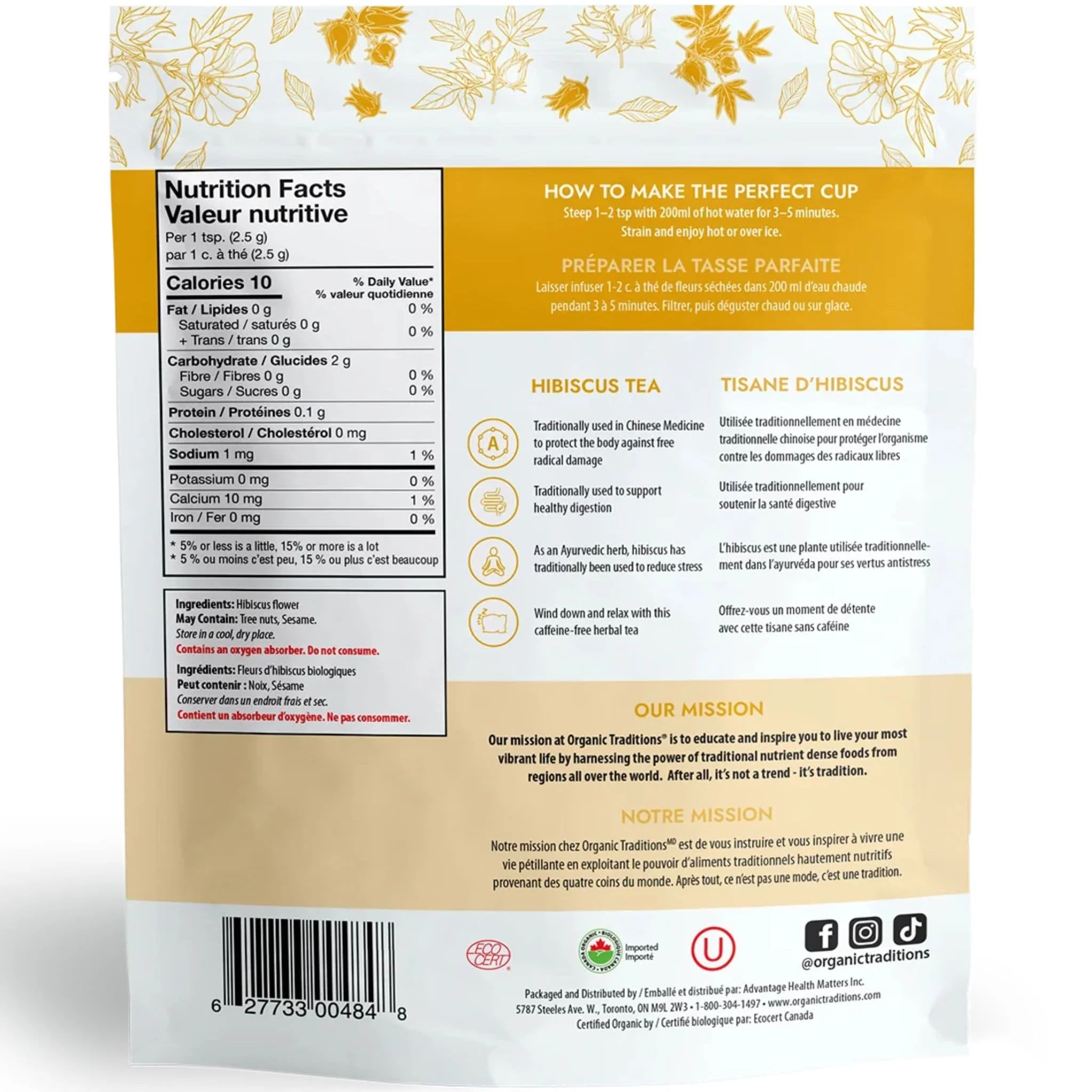 Organic Traditions Hibiscus Tea Cut, 200g - Image 2