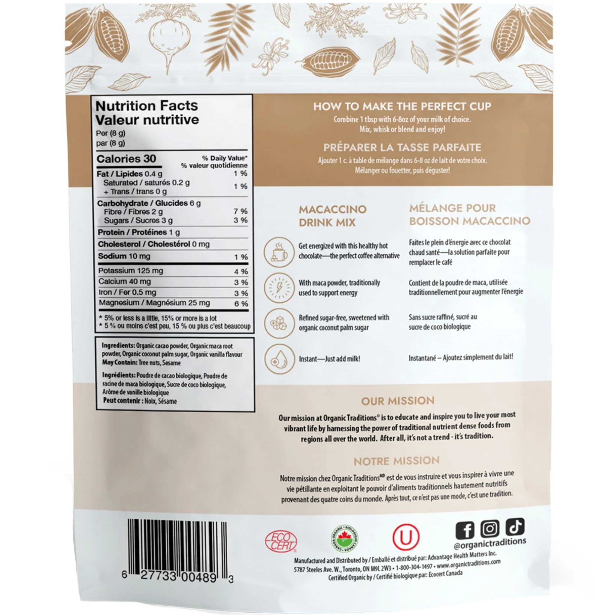 Organic Traditions Macaccino Drink Mix, 227g - Image 2