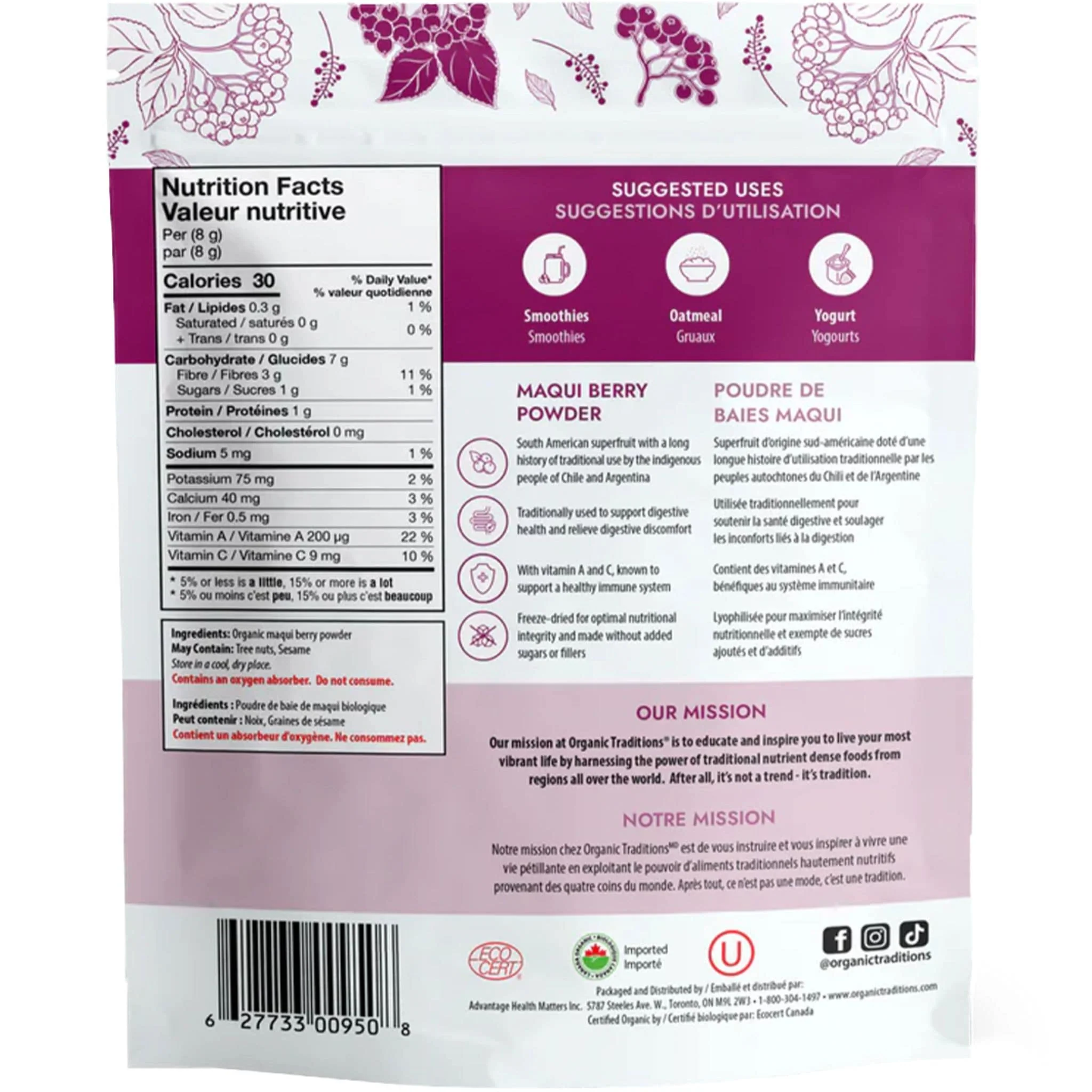 Organic Traditions Maqui Berry Powder (Freeze Dried), 100g - Image 2