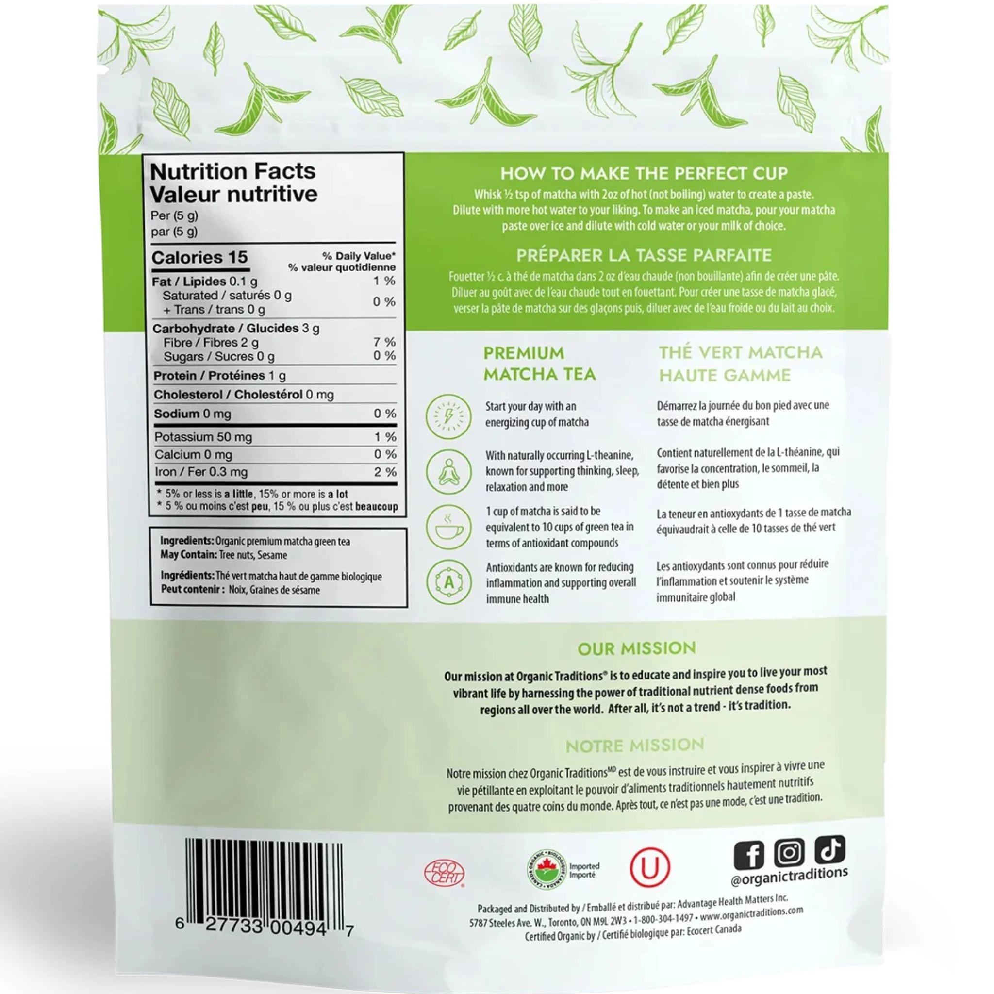 Organic Traditions Premium Matcha Tea, 100g - Image 2