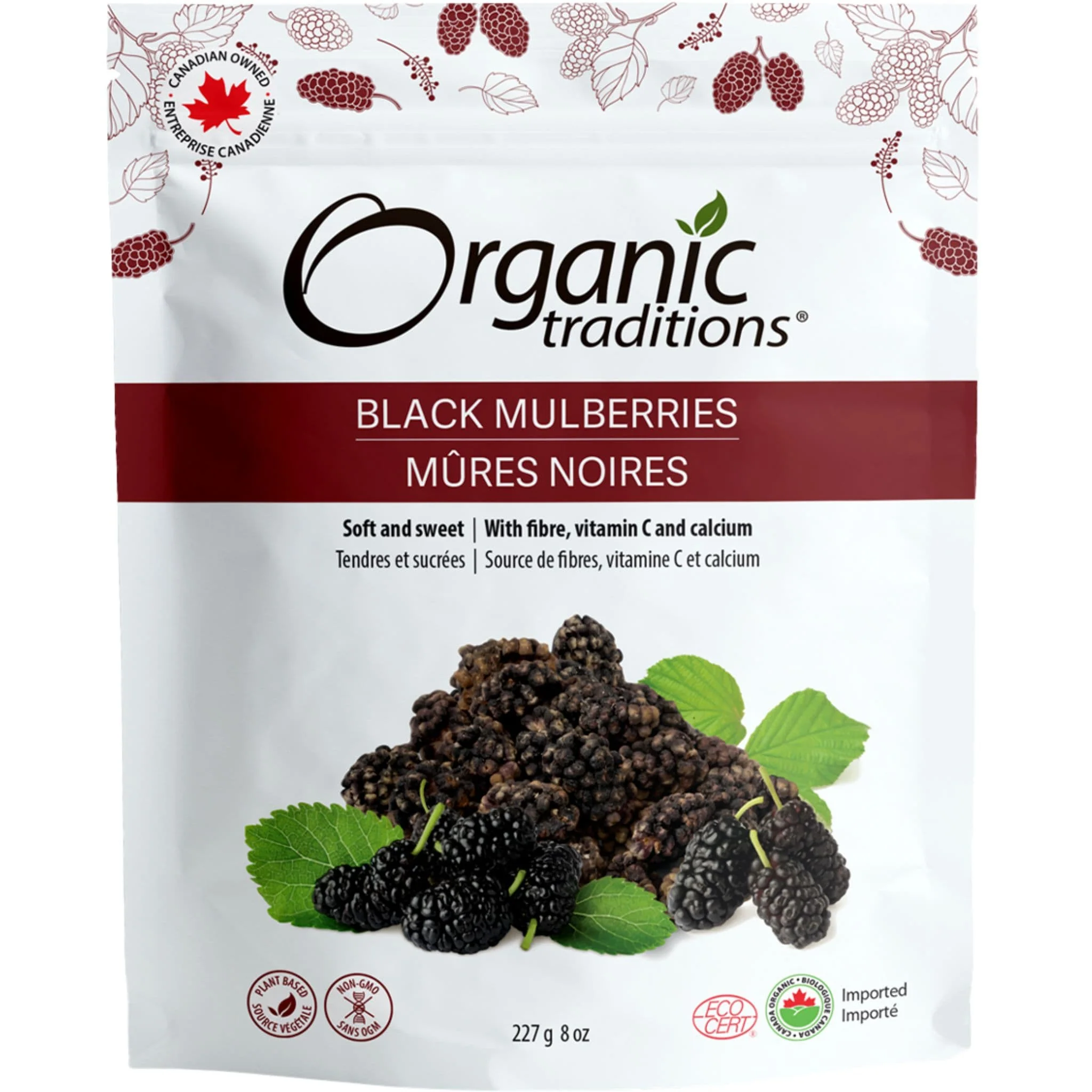 Organic Traditions Black Mulberries, 227g