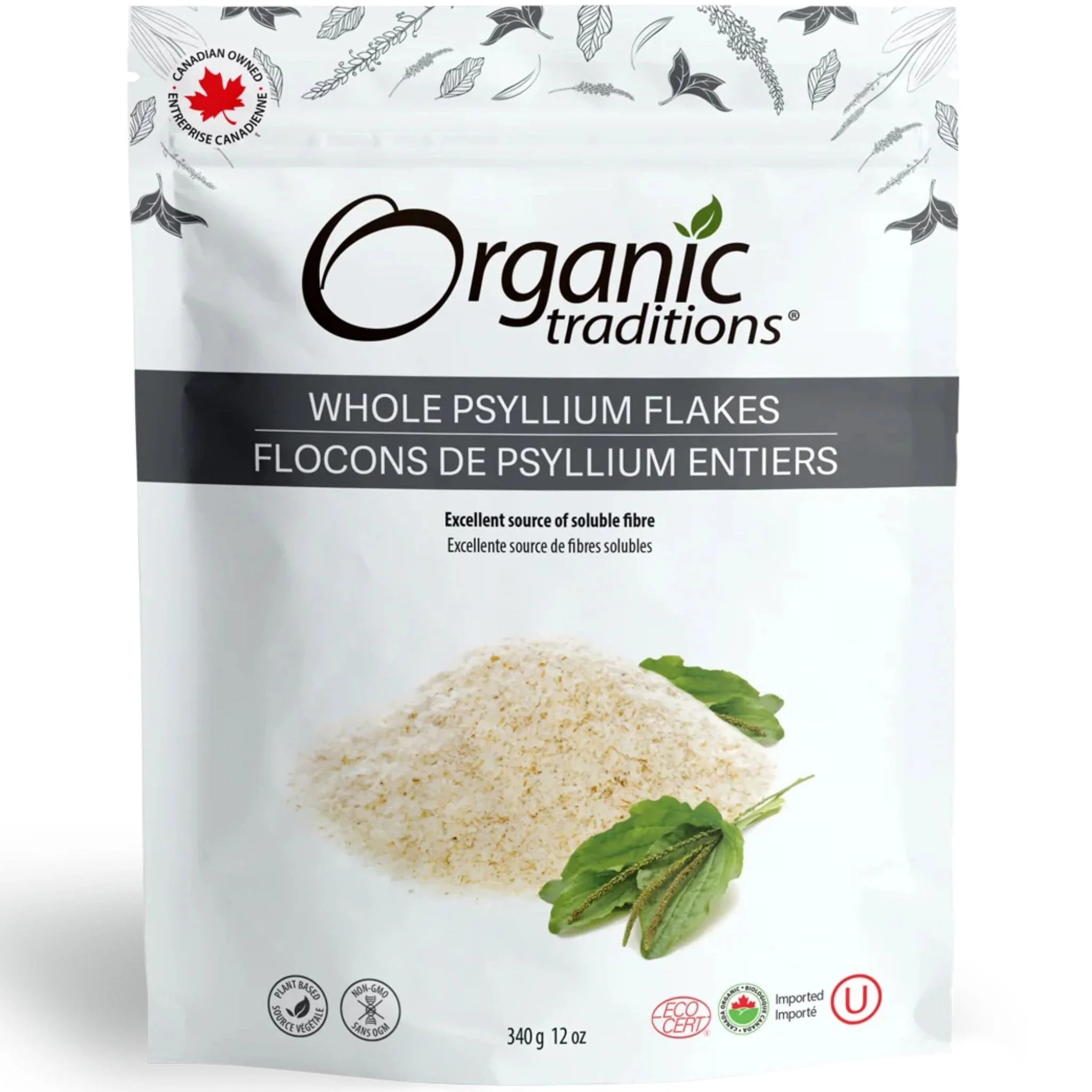 Organic Traditions Whole Psyllium Flakes, 340g