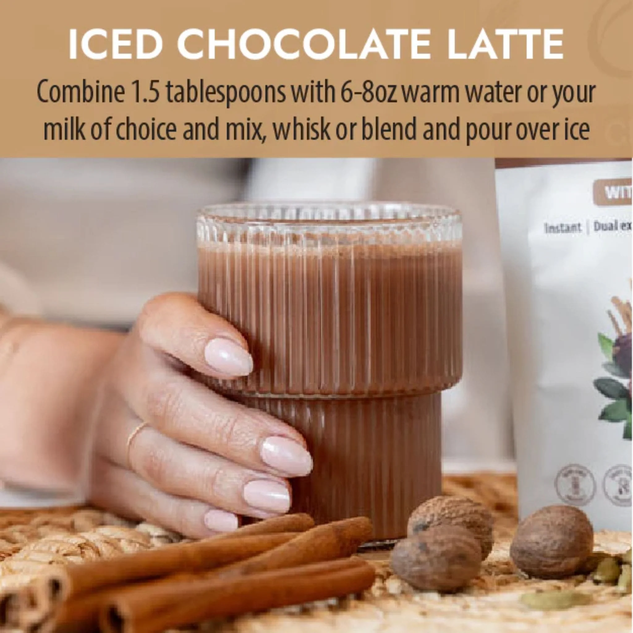 Organic Traditions Organic Chocolate Latte with Ashwagandha and Probiotics, 150g - Image 5