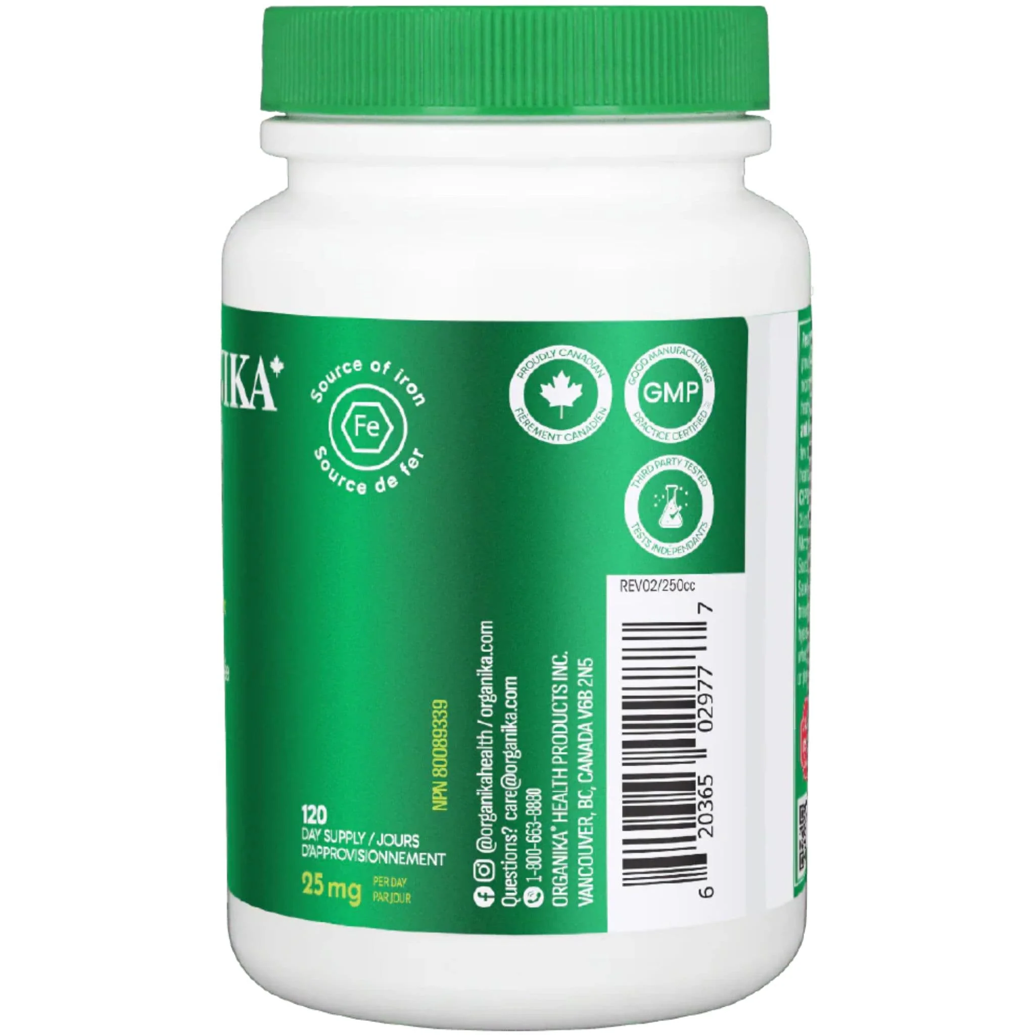 Organika Absolute Iron 25mg (Iron Bisglycinate), 120 Capsules (New!) - Image 2