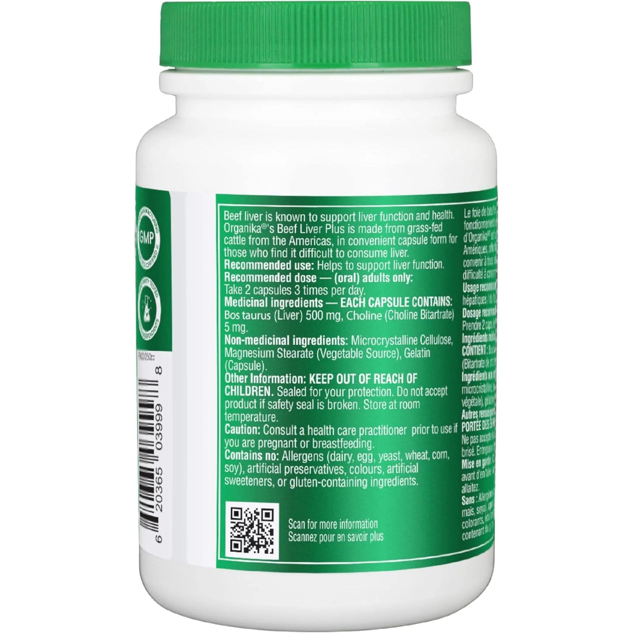 Organika Beef Liver Plus 500mg, Grass-Fed Beef Liver, 90 Capsules - Image 2