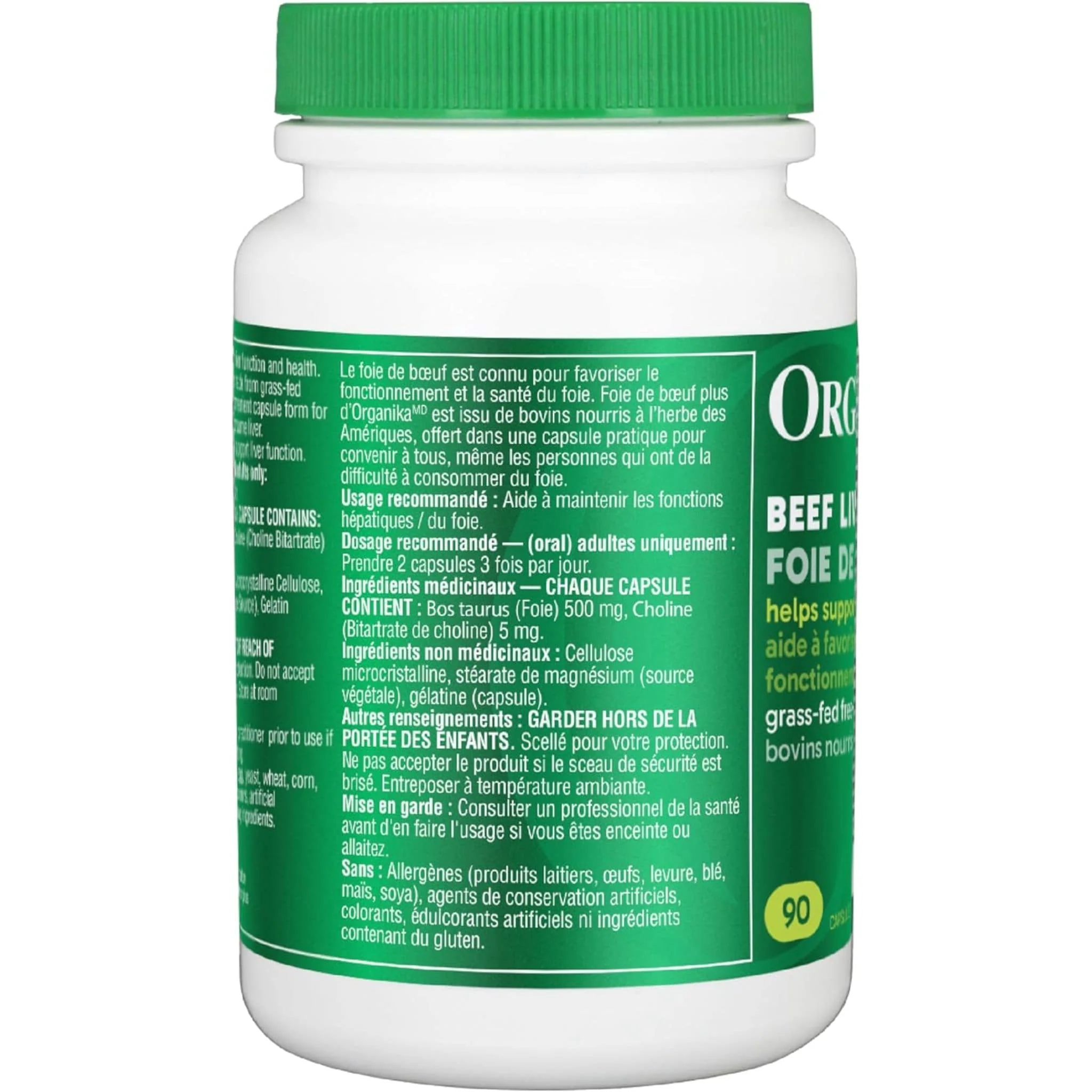 Organika Beef Liver Plus 500mg, Grass-Fed Beef Liver, 90 Capsules - Image 3