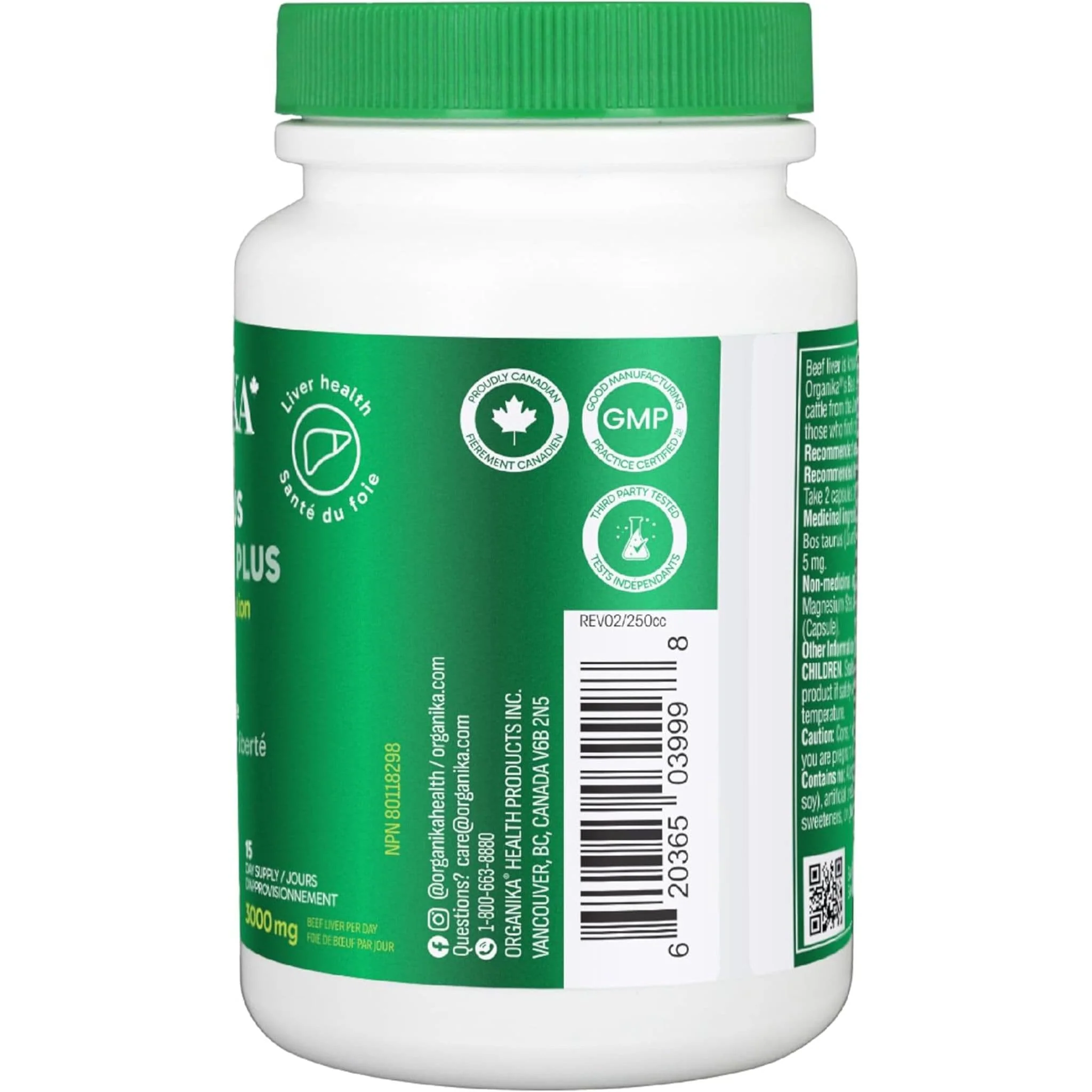 Organika Beef Liver Plus 500mg, Grass-Fed Beef Liver, 90 Capsules - Image 4